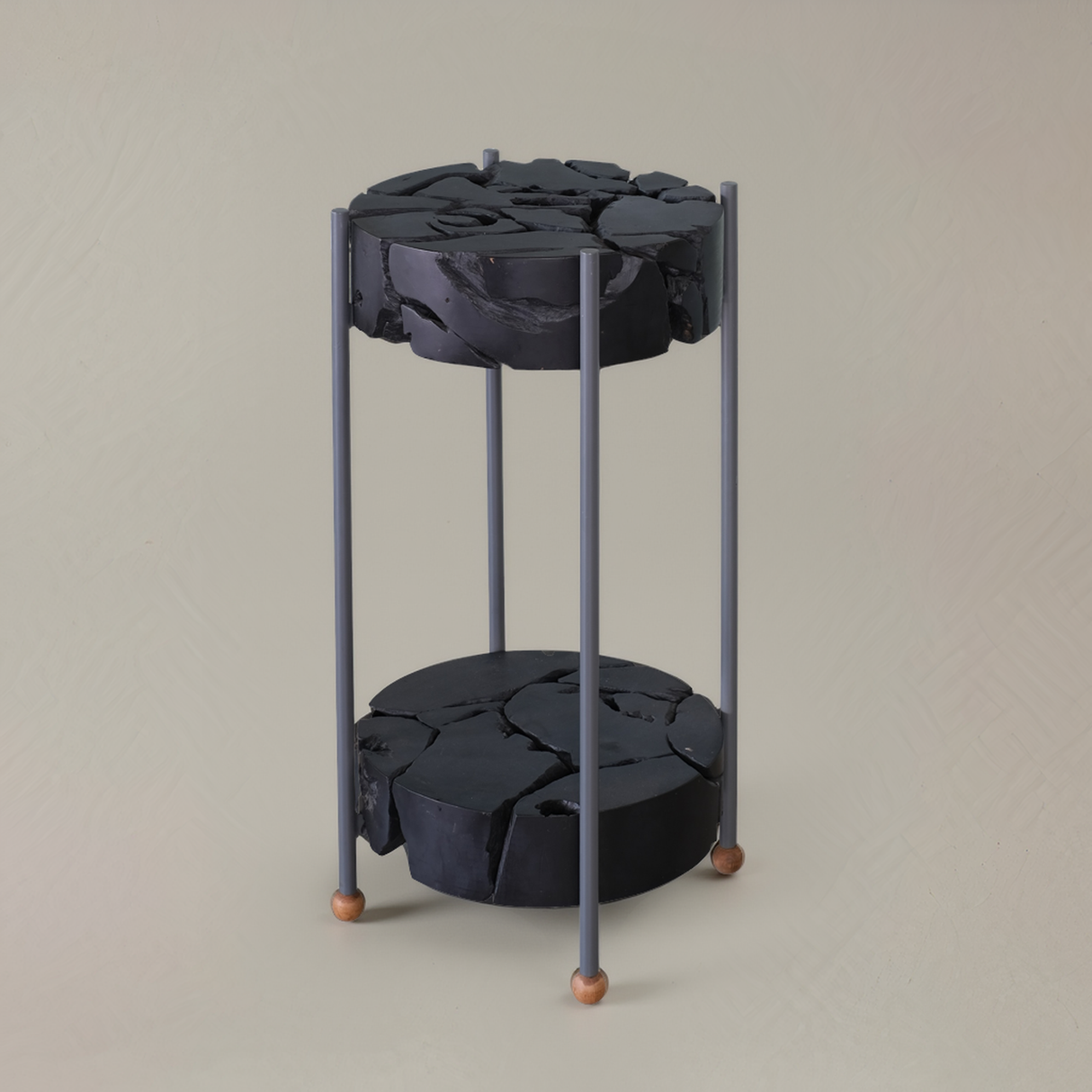 SIENNA Solid Teak Side Table, Black