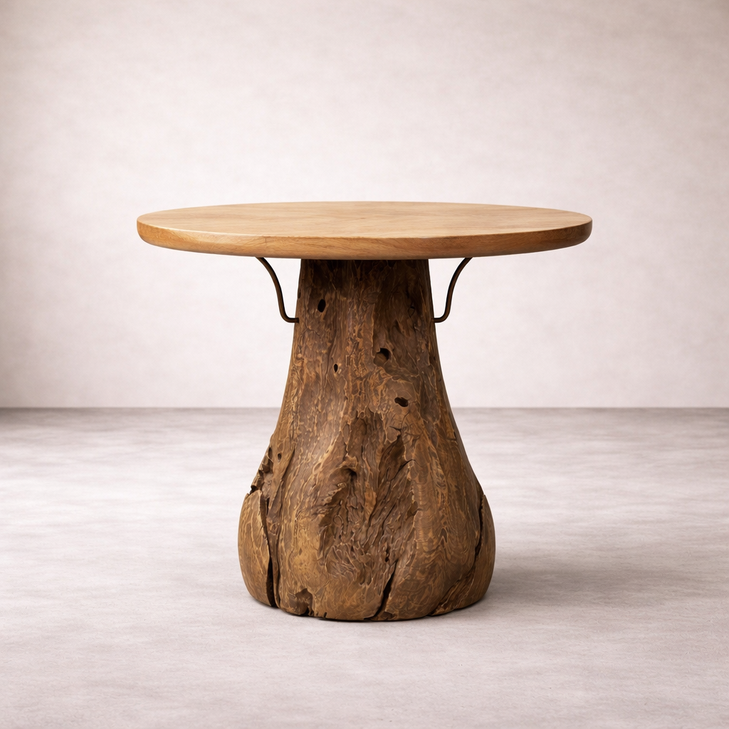 MONROE Table d'appoint en teck massif, naturel, 50cm
