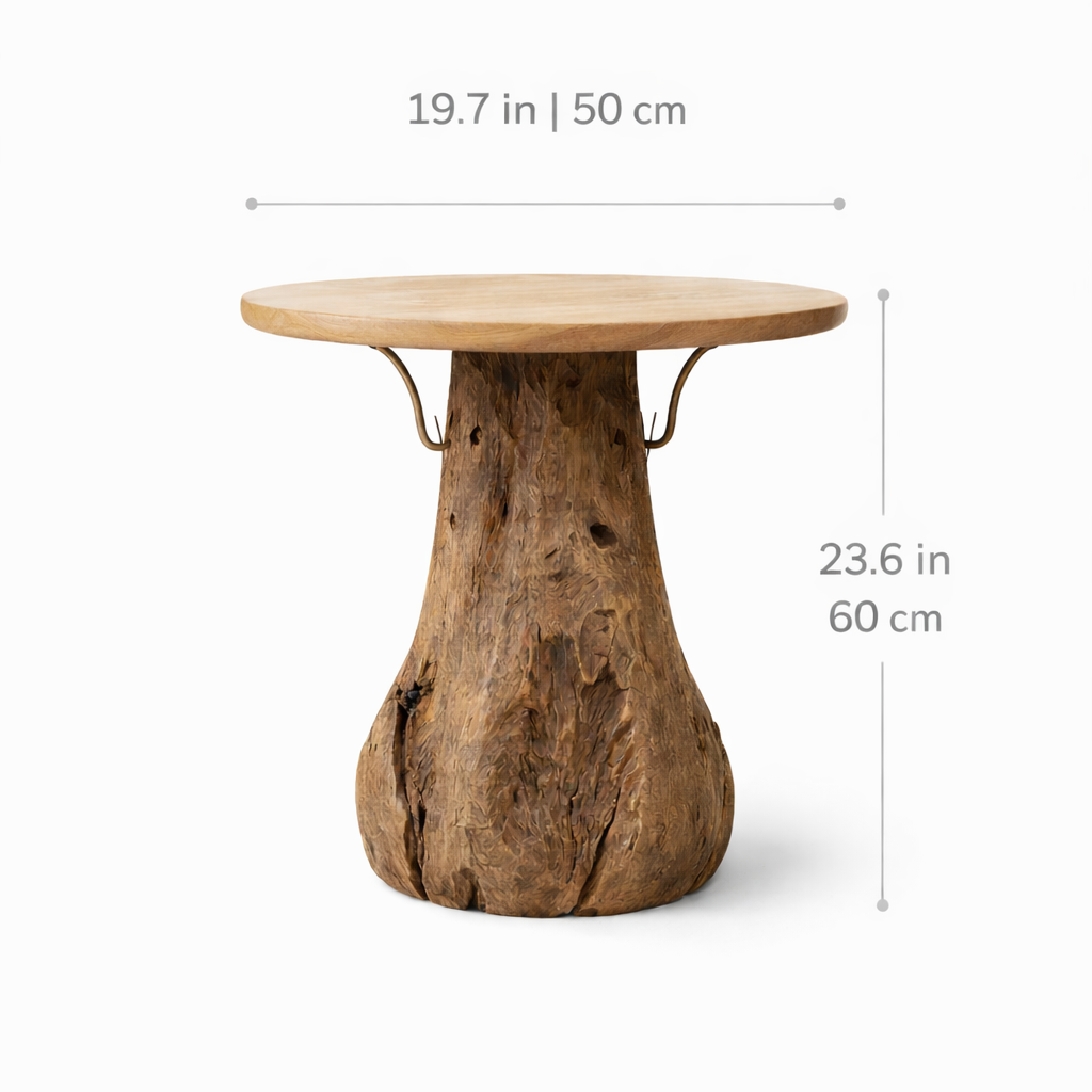 MONROE Table d'appoint en teck massif, naturel, 50cm