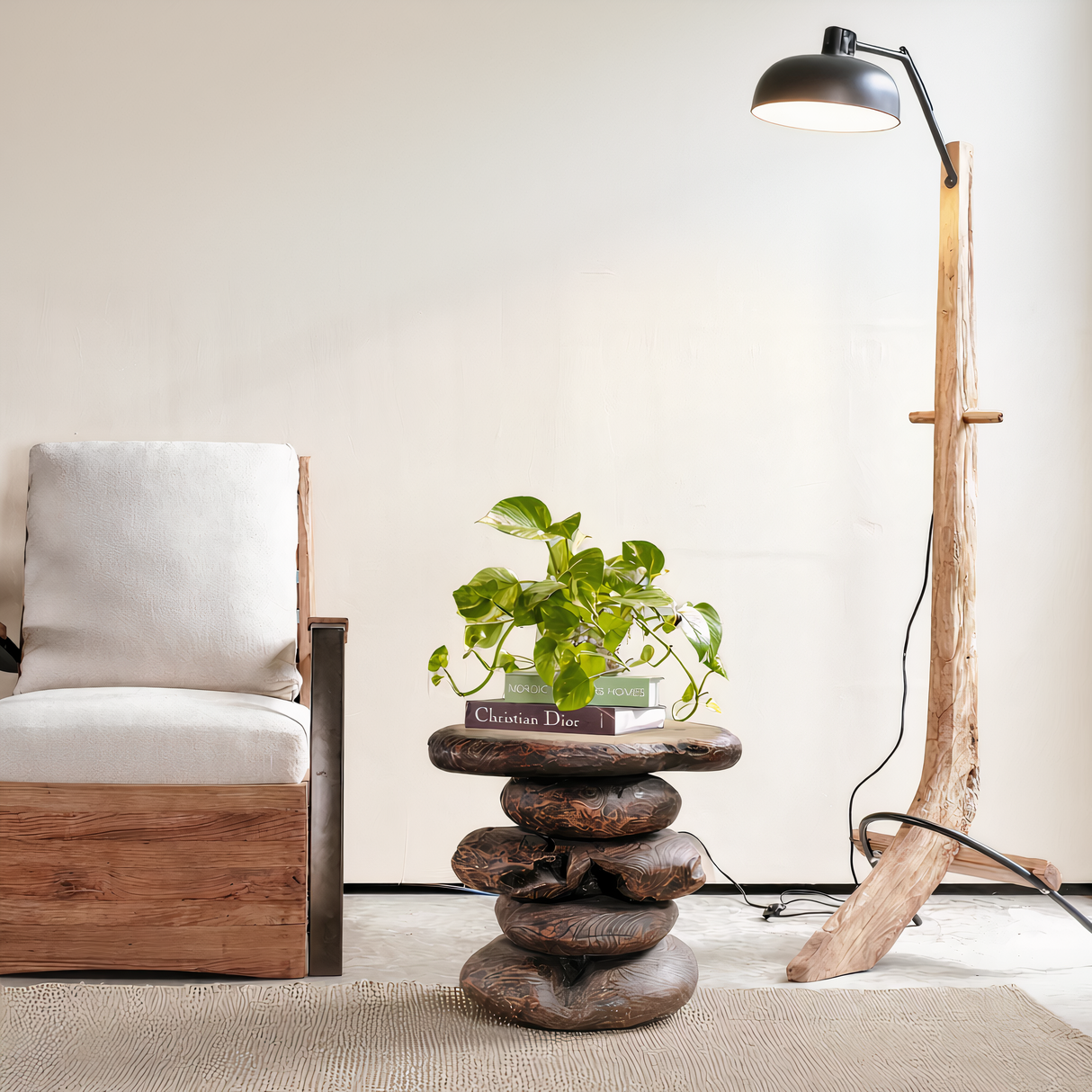 ROCHEFORT Solid Teak Side Table, Natural