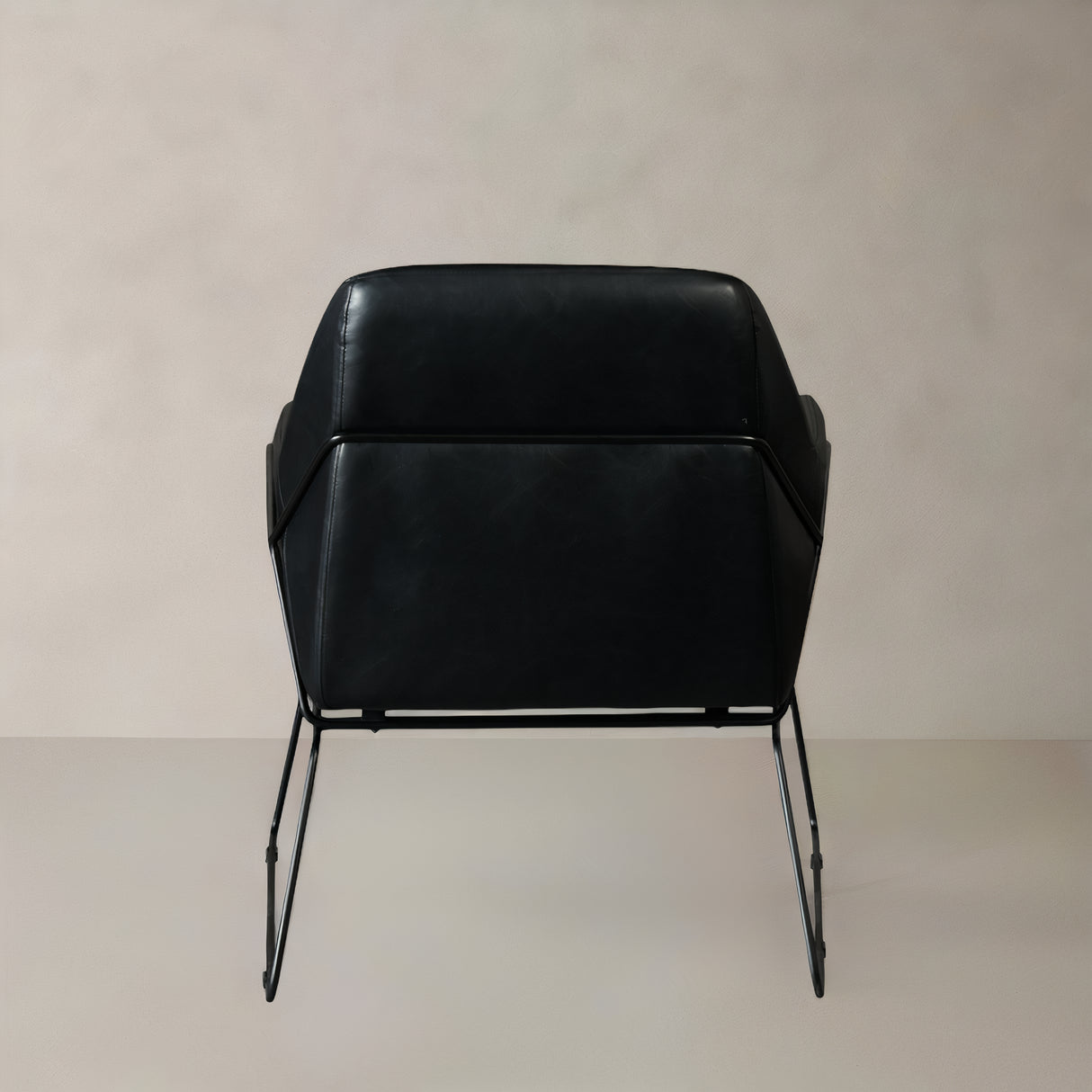 STREAM Leather Lounge Chair, Black, 35"