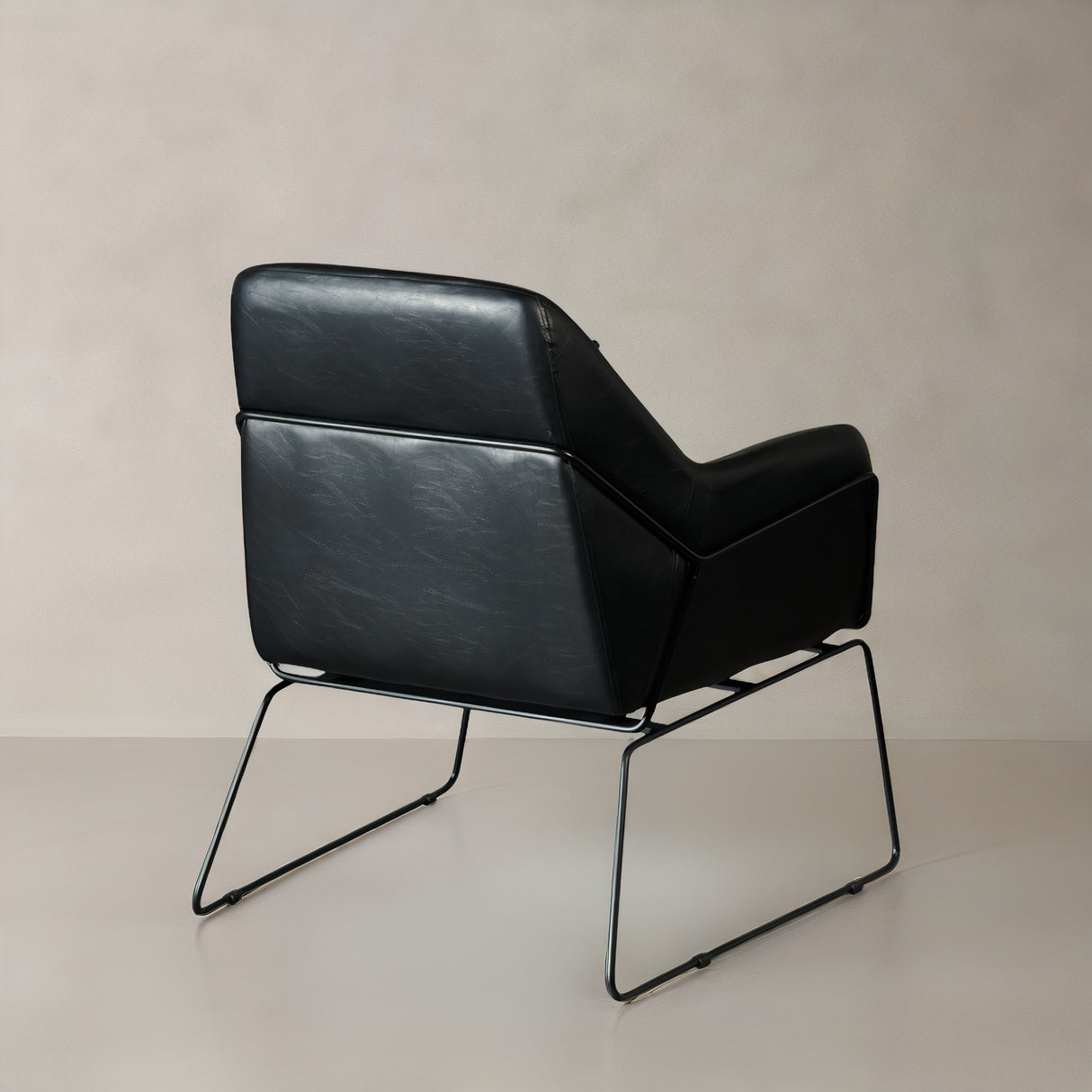 STREAM Leather Lounge Chair, Black, 35"