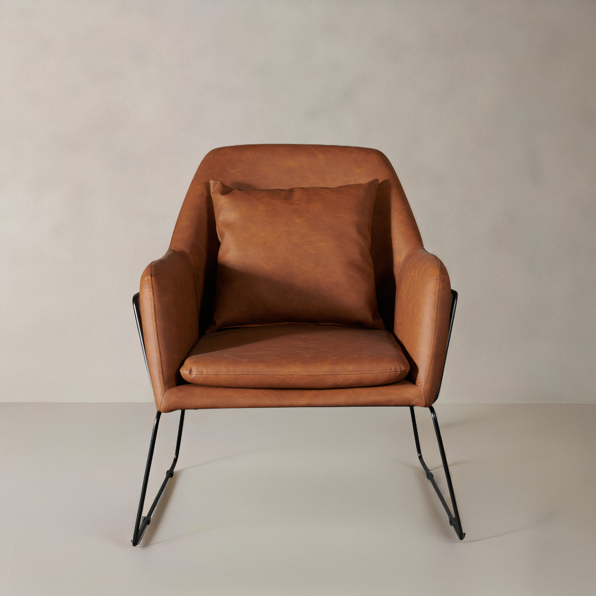 STREAM Leather Lounge Chair, Brown, 35"