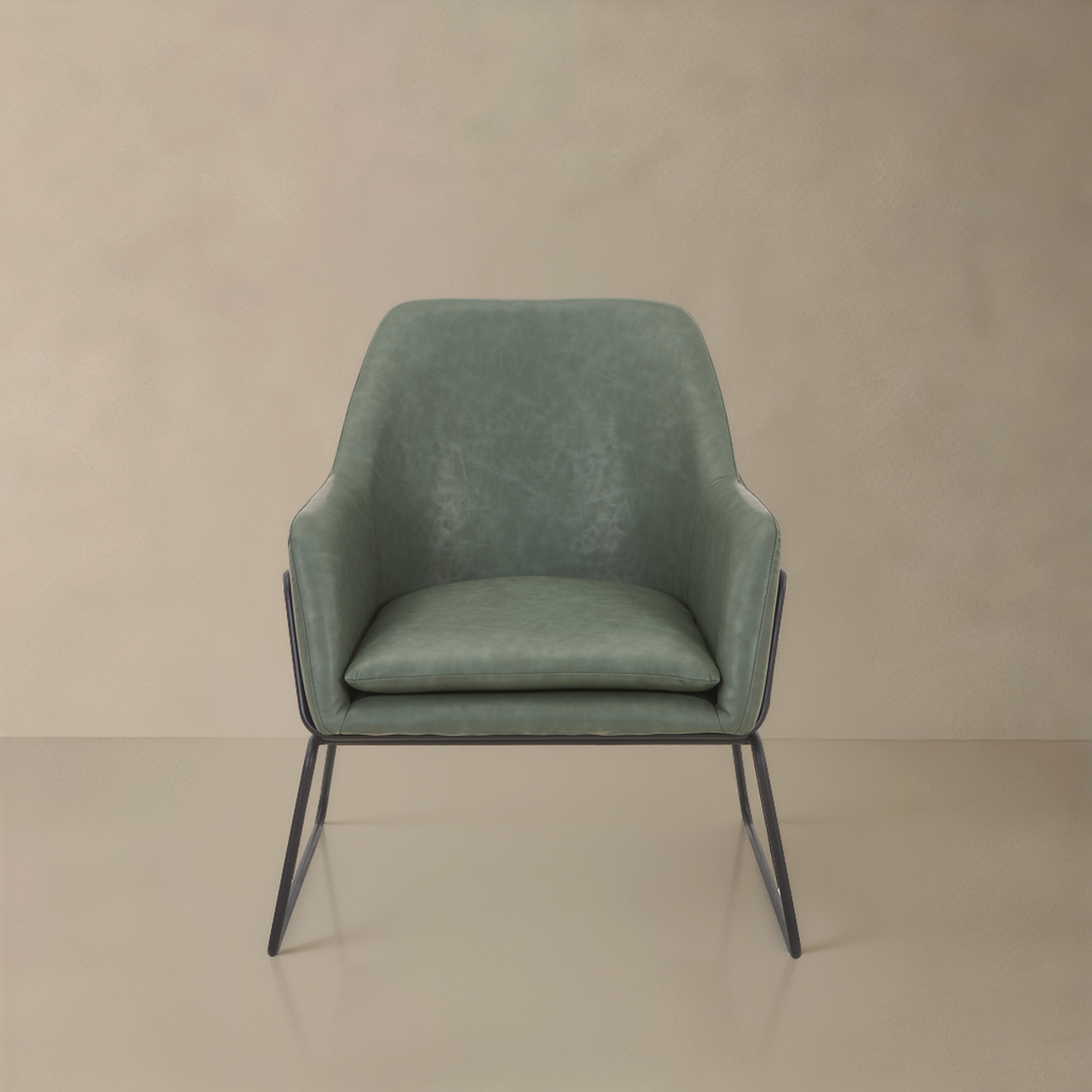 STREAM Leather Lounge Chair, Green, 35"