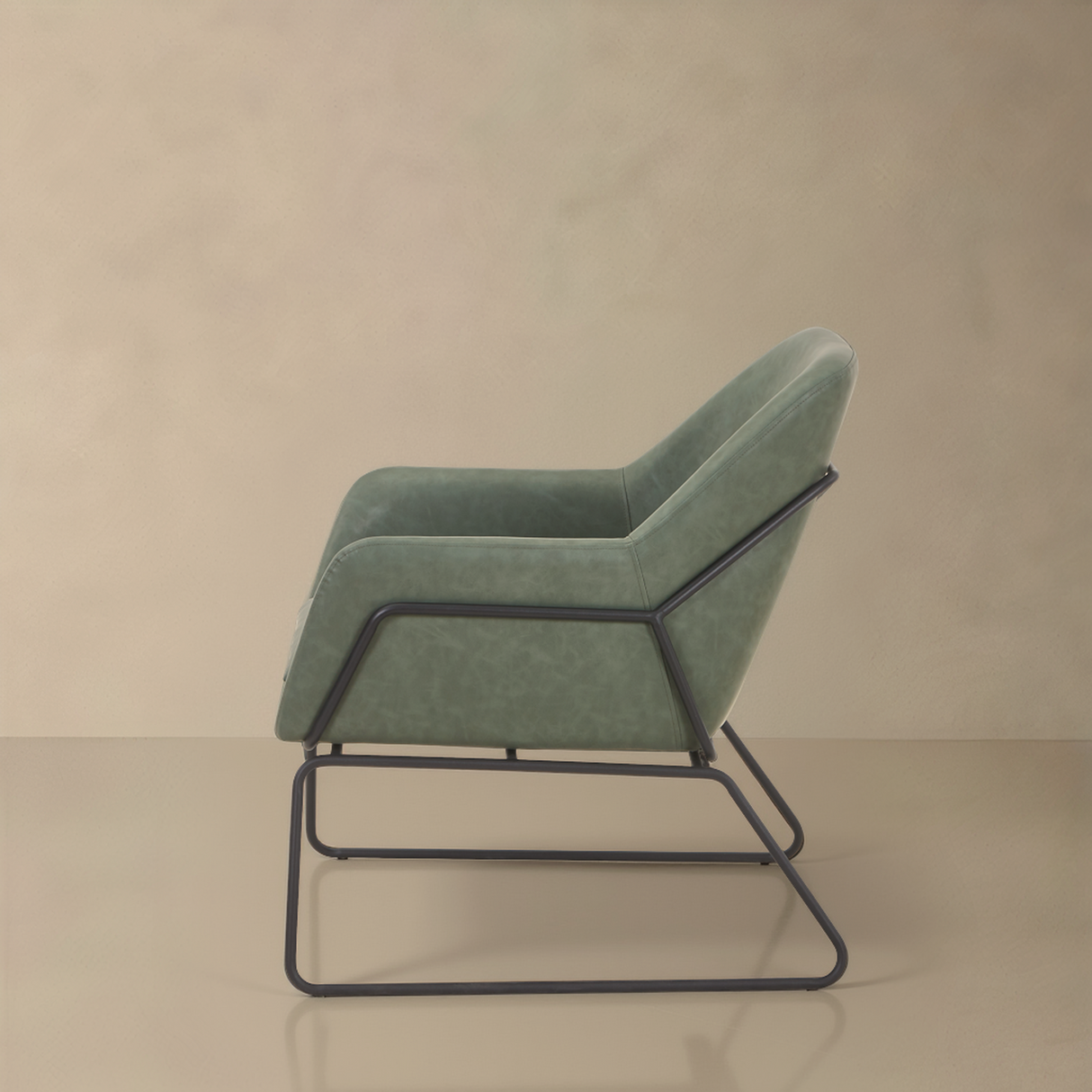 STREAM Leather Lounge Chair, Green, 35"