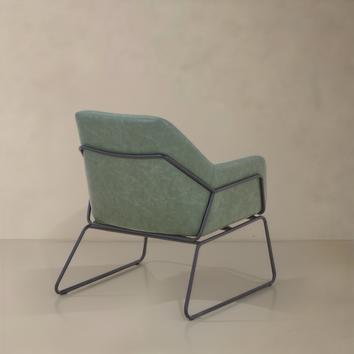 STREAM Leather Lounge Chair, Green, 35"