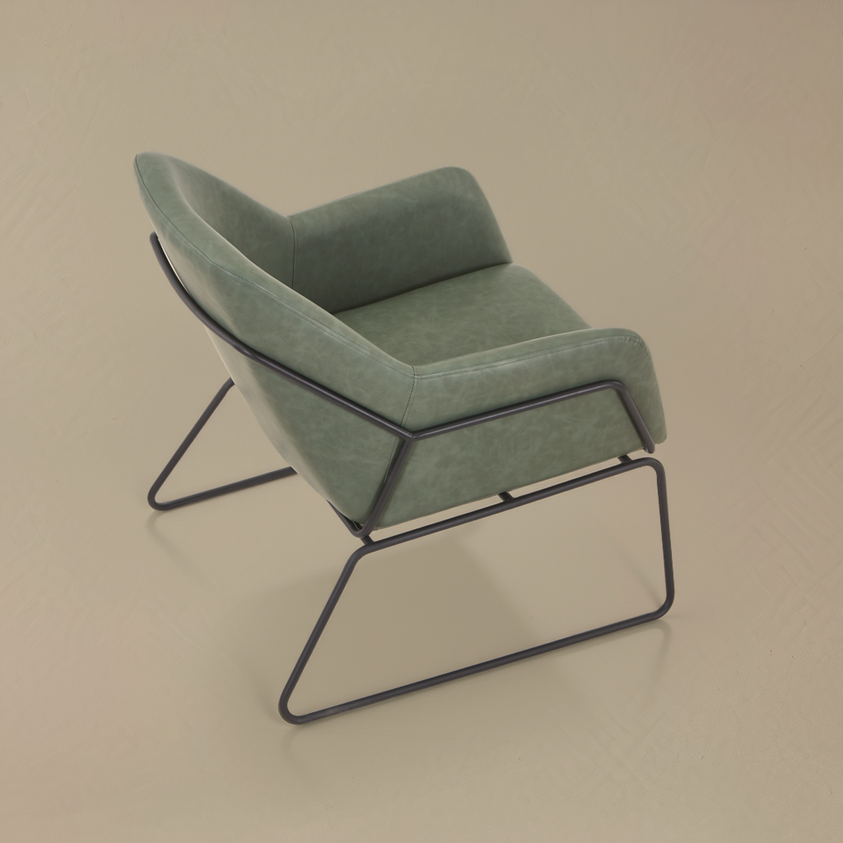 STREAM Leather Lounge Chair, Green, 35"