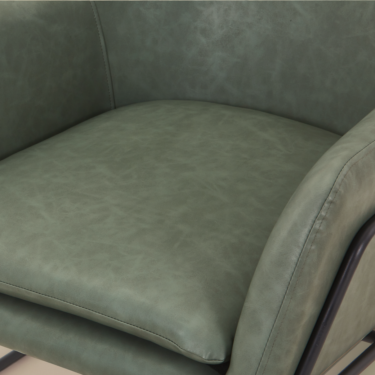 STREAM Leather Lounge Chair, Green, 35"