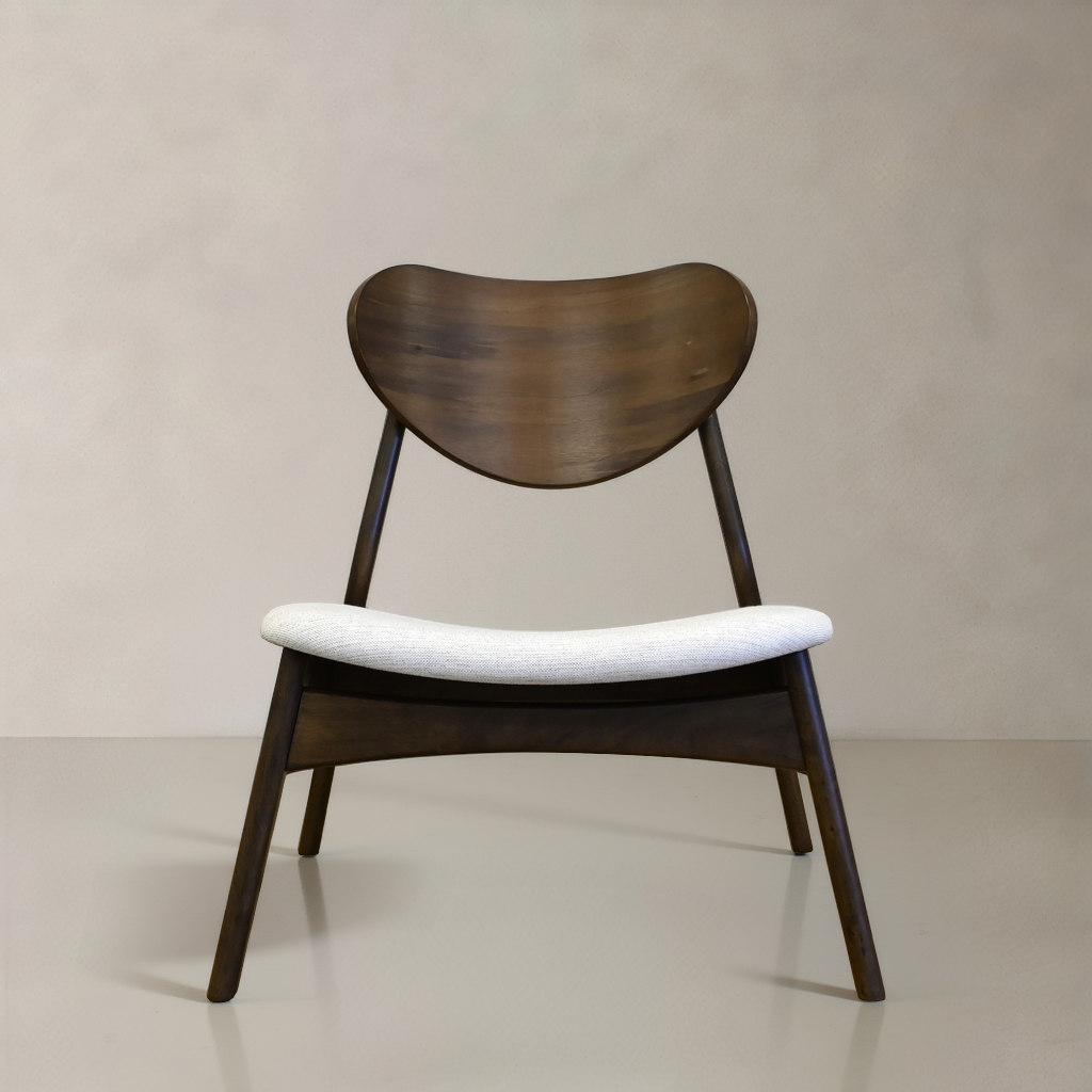 LAURENT Solid Wood Lounge Chair, Cream, 28.1"