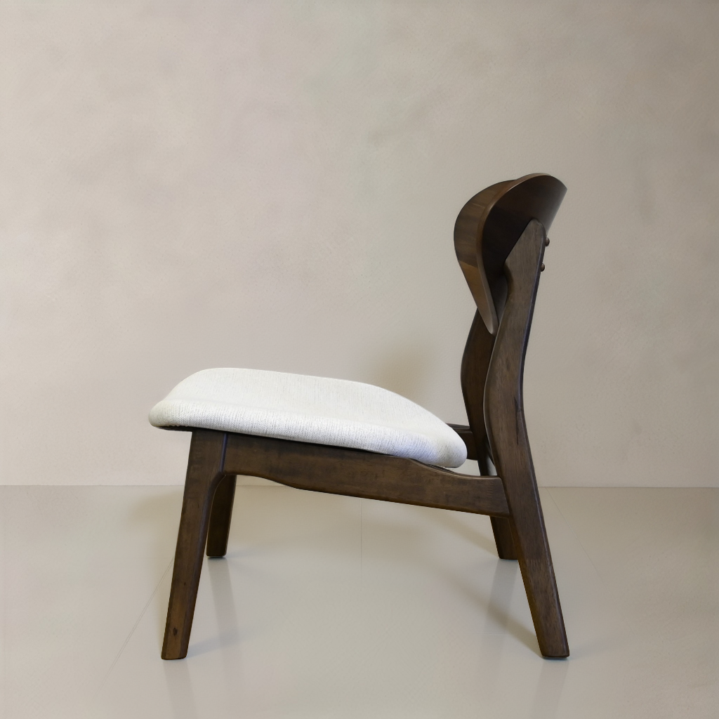 LAURENT Solid Wood Lounge Chair, Cream, 28.1"