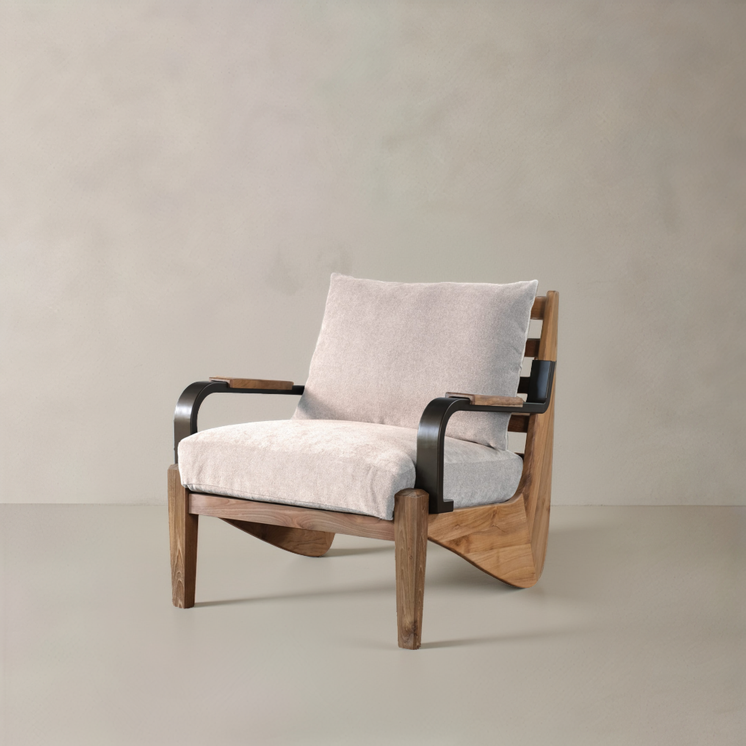 BOREAL Fabric Lounge Chair, Cream, 30.7"