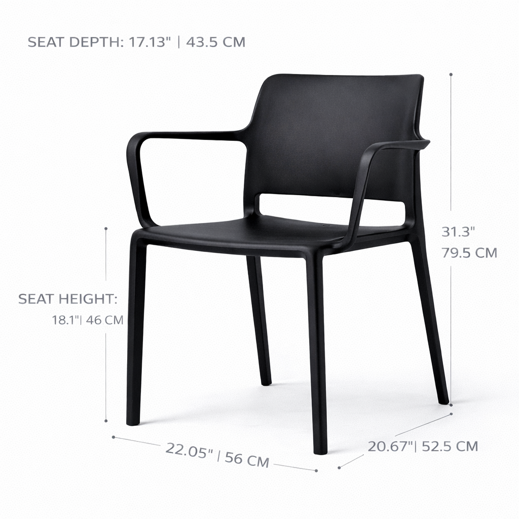 Pamela Stackable Dining Armchair - Black