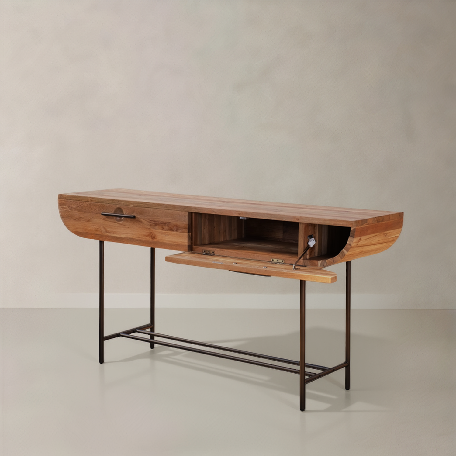 Console MARIN en teck massif, naturel, 145cm