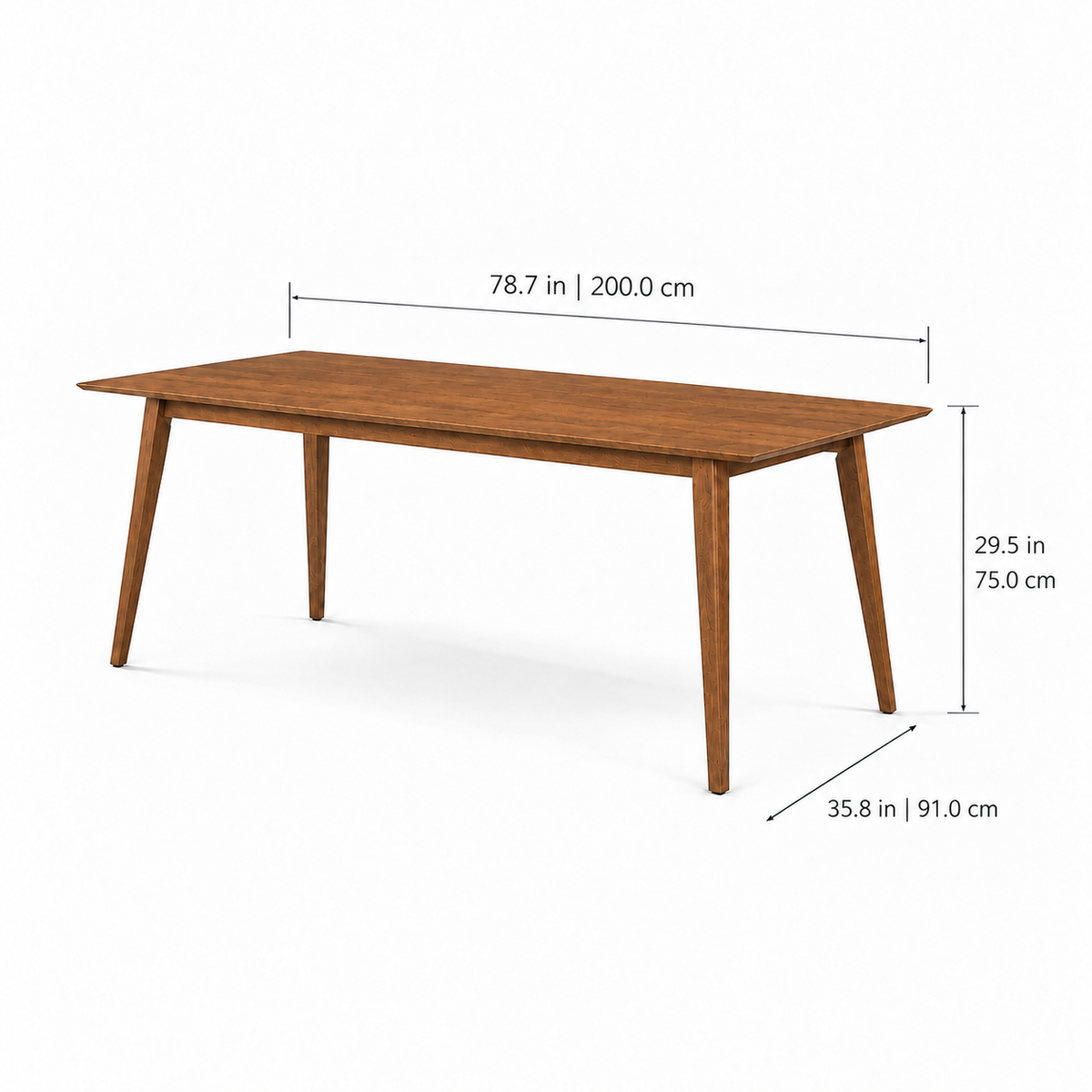 Oslo 78.7" Linear Edge Solid Wood Dining Table - Smoked Oak