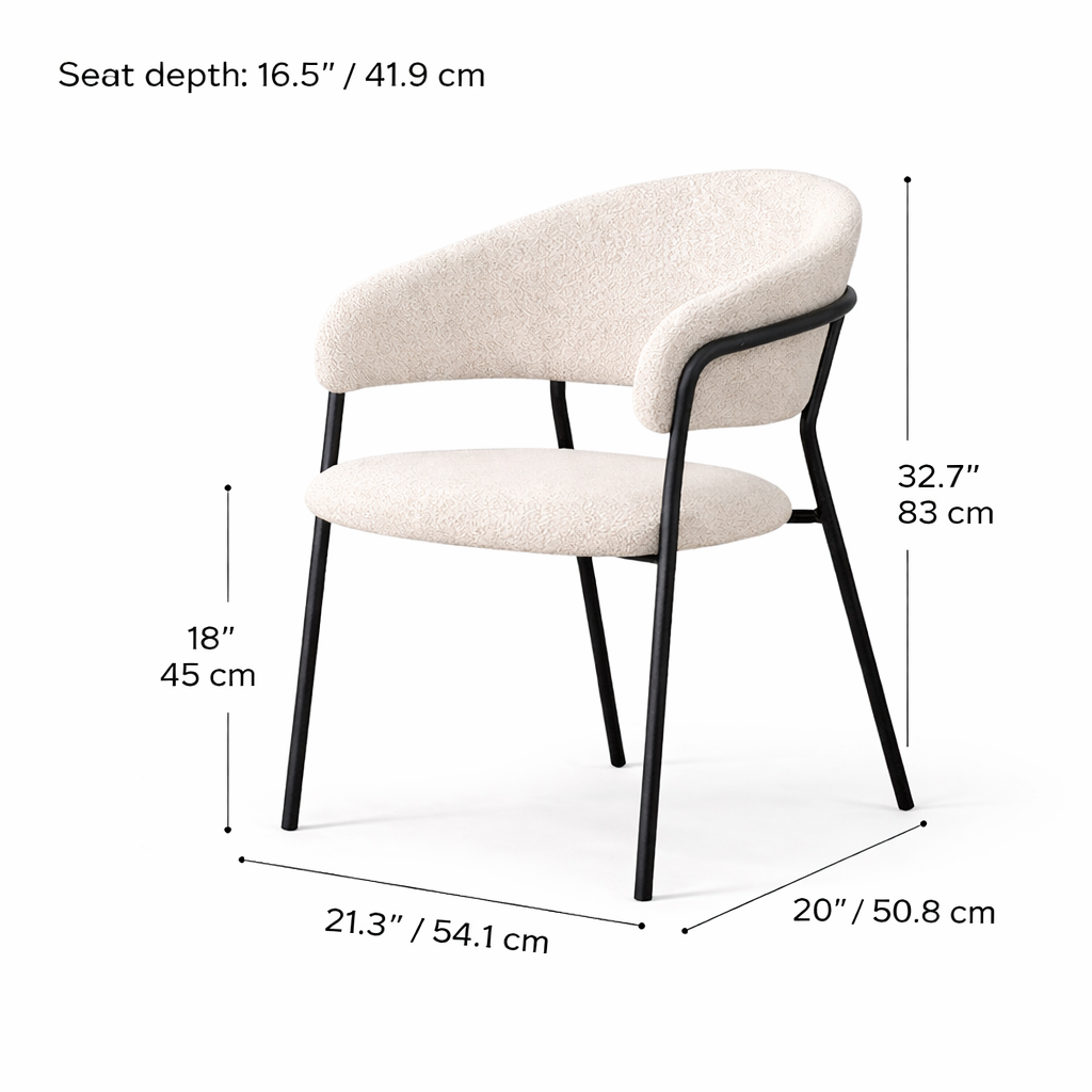 Geneva Bouclé Fabric Dining Chair - Ivory