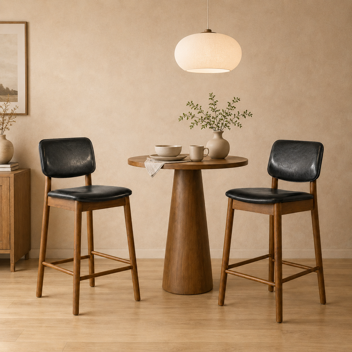 Ivy Solid Wood Counter Stool - Smoked Oak and Black