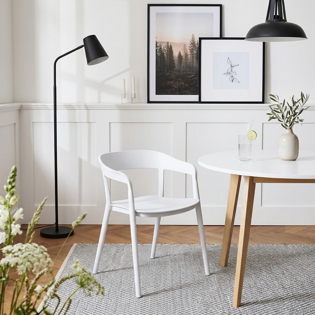Ridge Stackable Dining Armchair - Nordic White