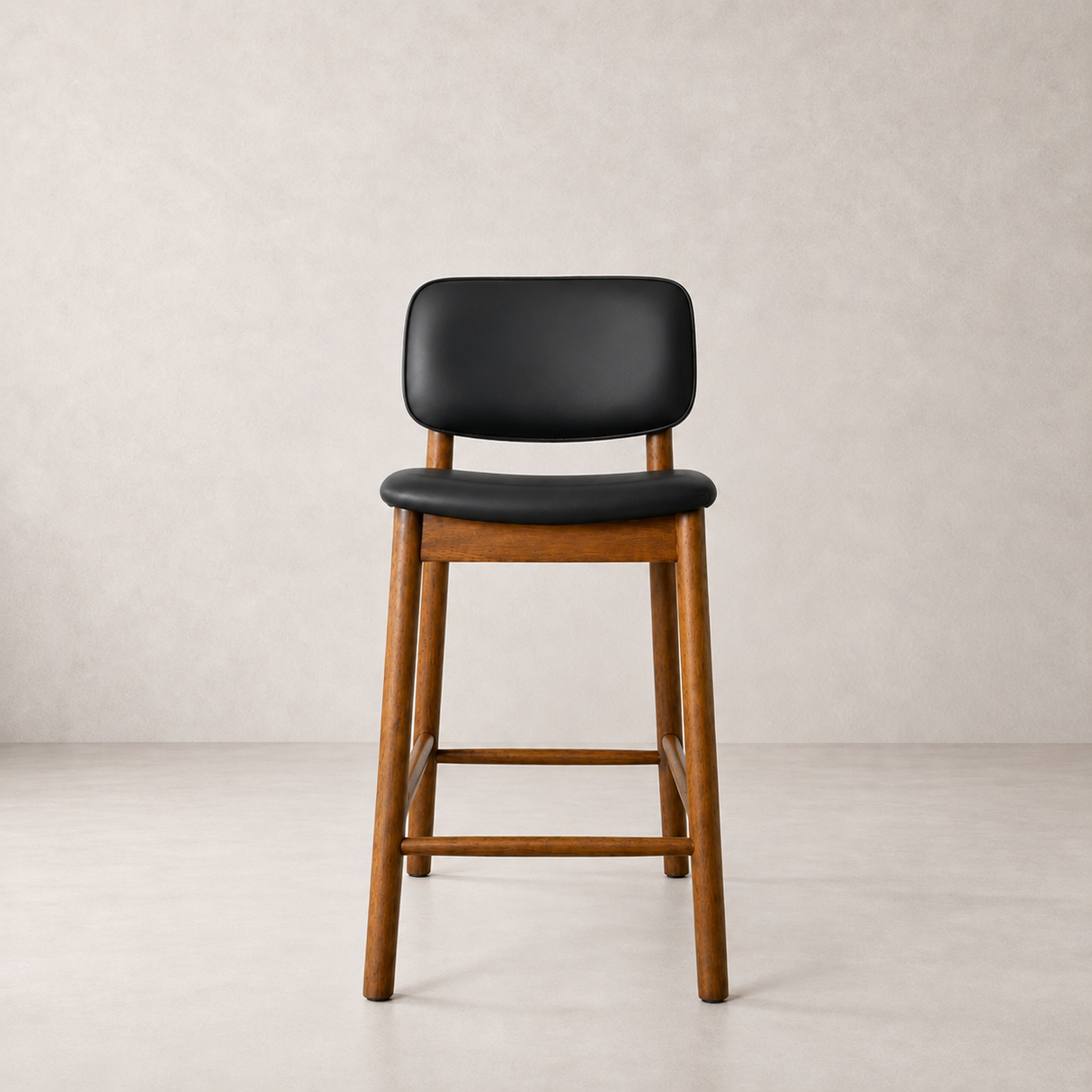 Tabouret de comptoir en bois massif Ivy - Chêne fumé et noir