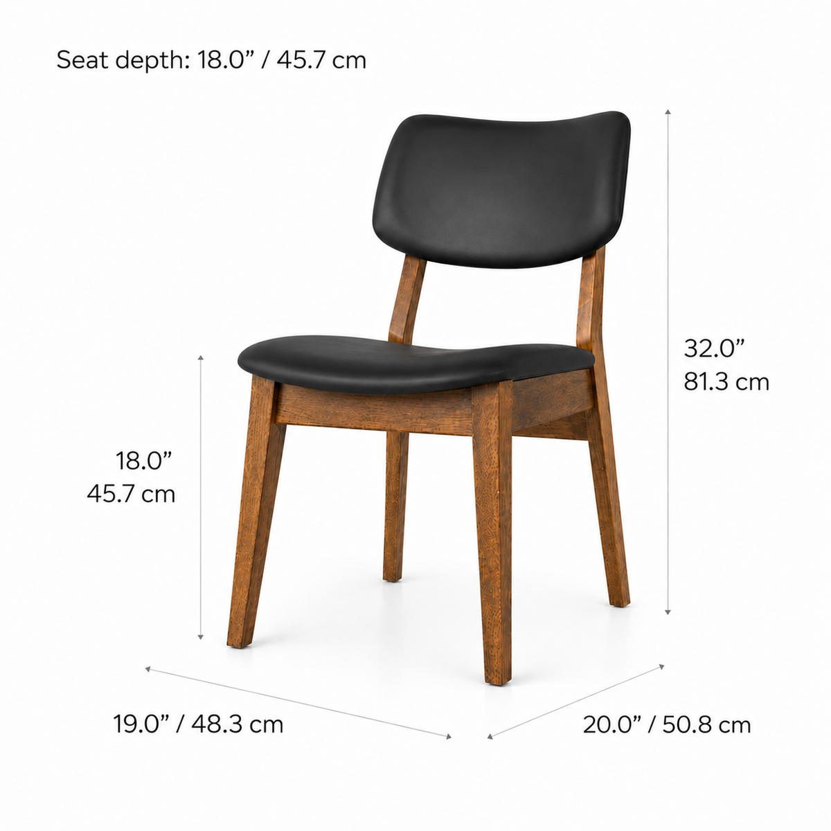 Clara Solid Wood Dining Chair - Smoked Oak and Black