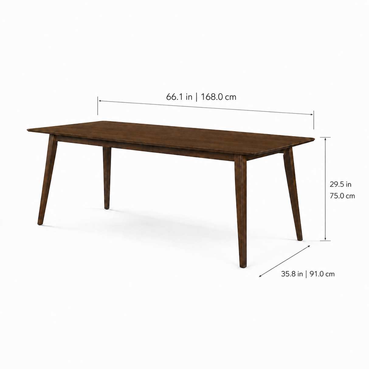 Table de salle à manger Oslo en bois massif de 66 po – Noyer