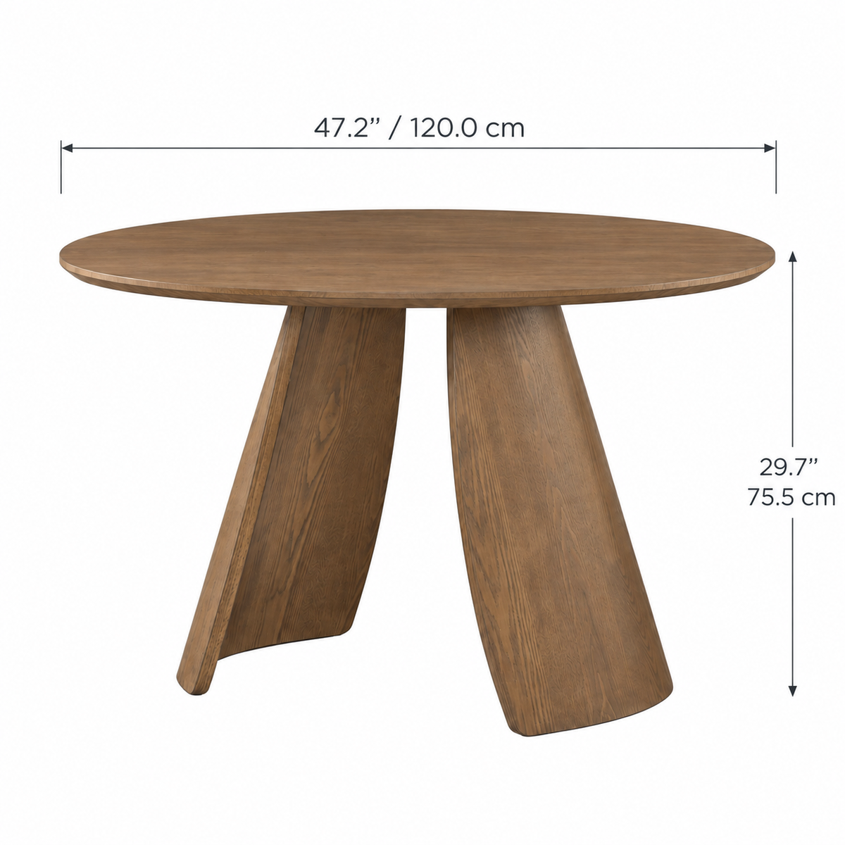 Cala 47.2" Round Dining Table - Smoked Oak