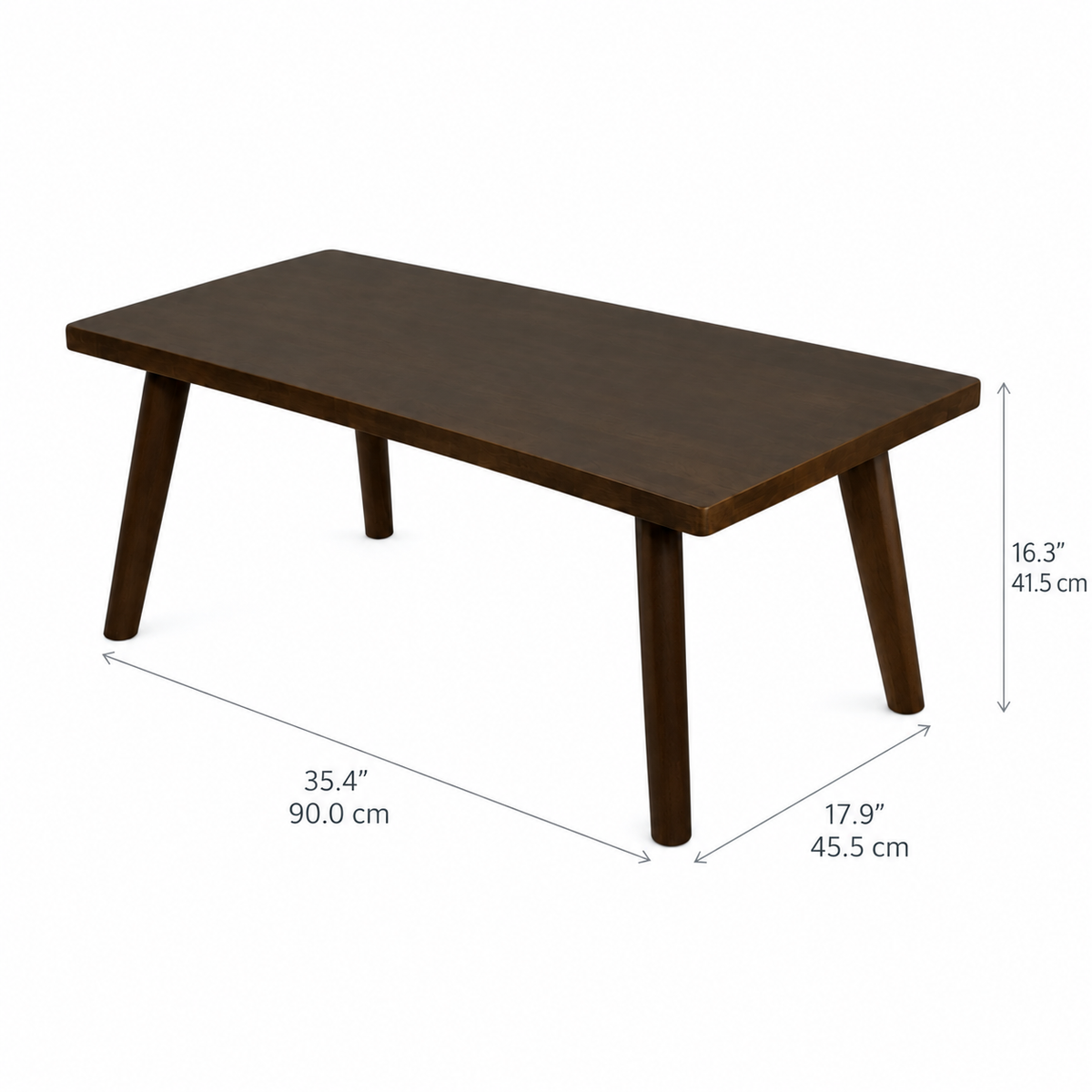 Table basse rectangulaire Lucca en bois massif de 35,4 po – Noyer