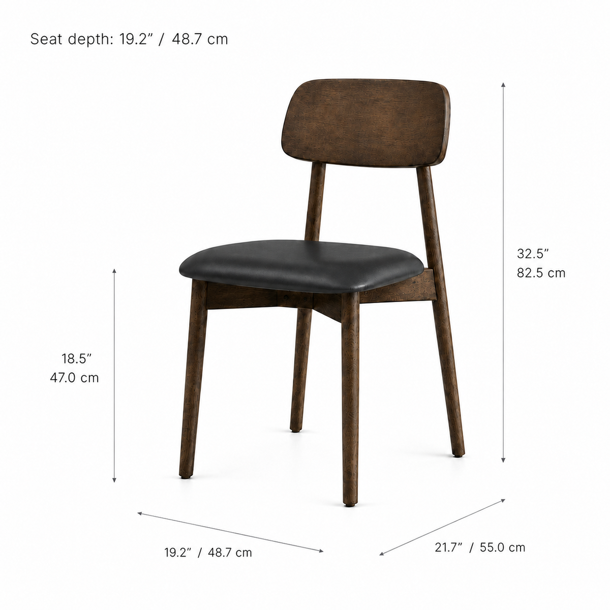 Landon Dining Chair - Walnut and Black