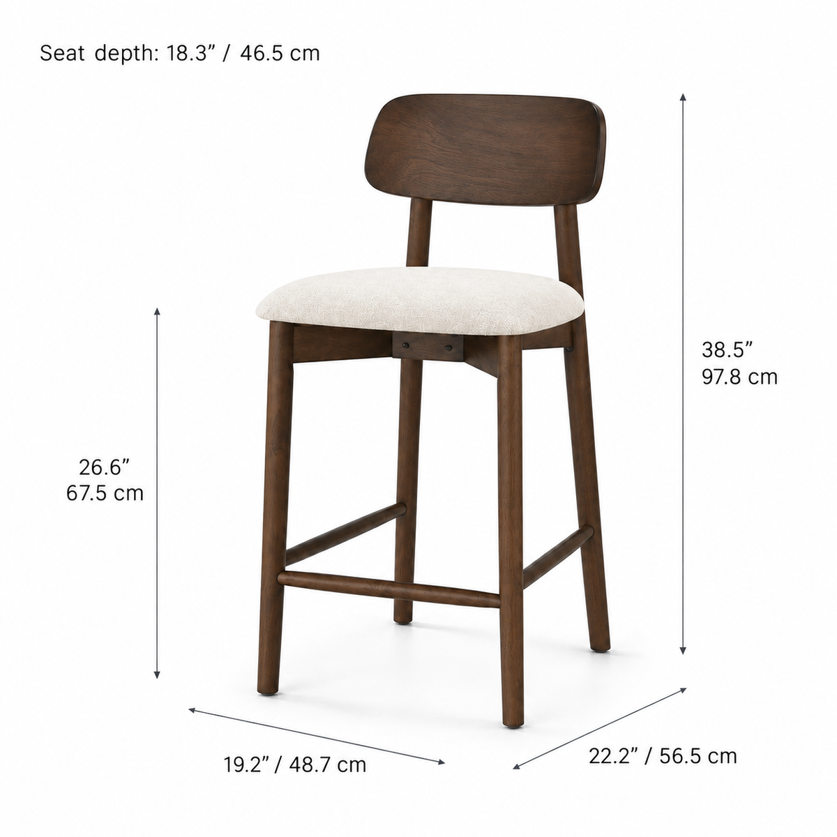 Landon Counter Stool - Walnut and Heathered Ivory