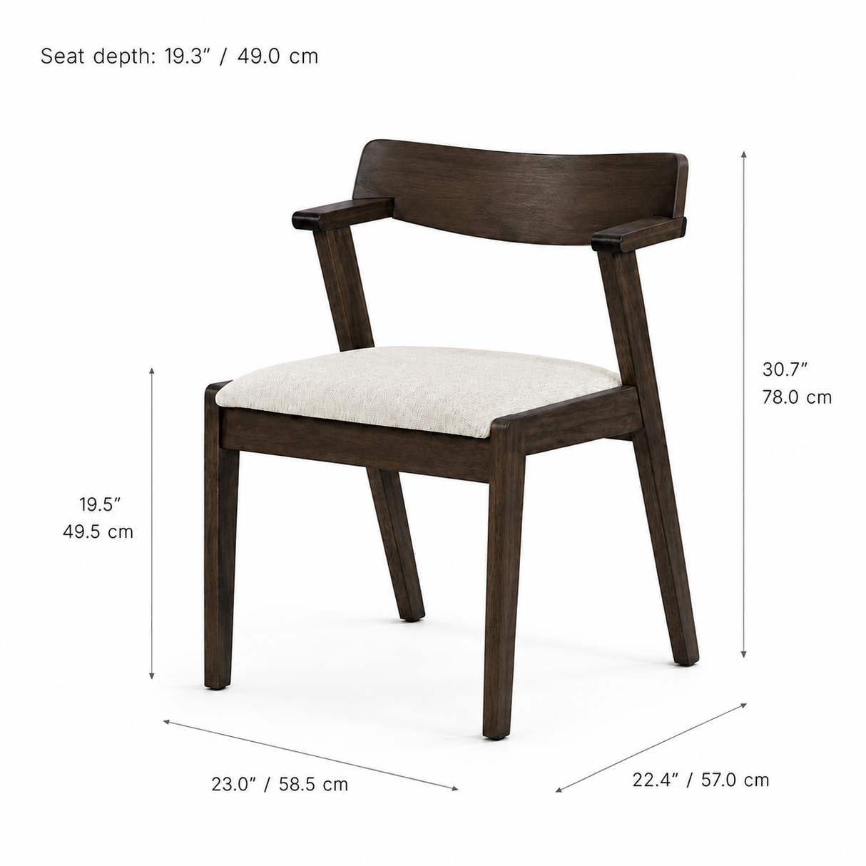Chaise de salle à manger Victoria – Noyer et ivoire chiné