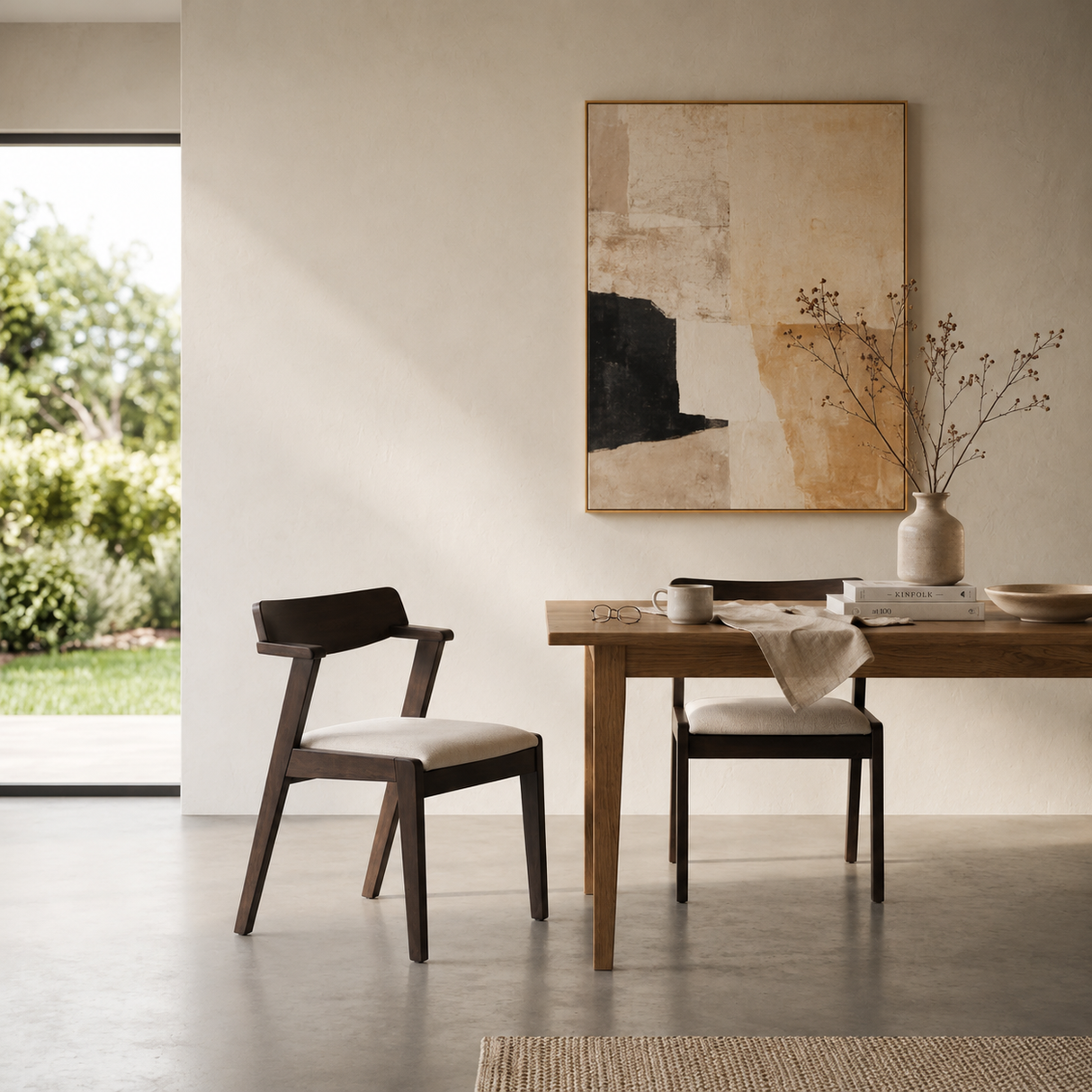 Chaise de salle à manger Victoria – Noyer et ivoire chiné