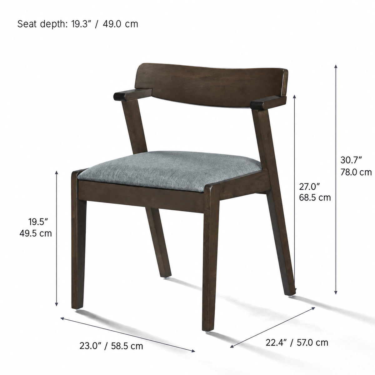 Victoria Dining Chair - Walnut and Textured Slate Grey
