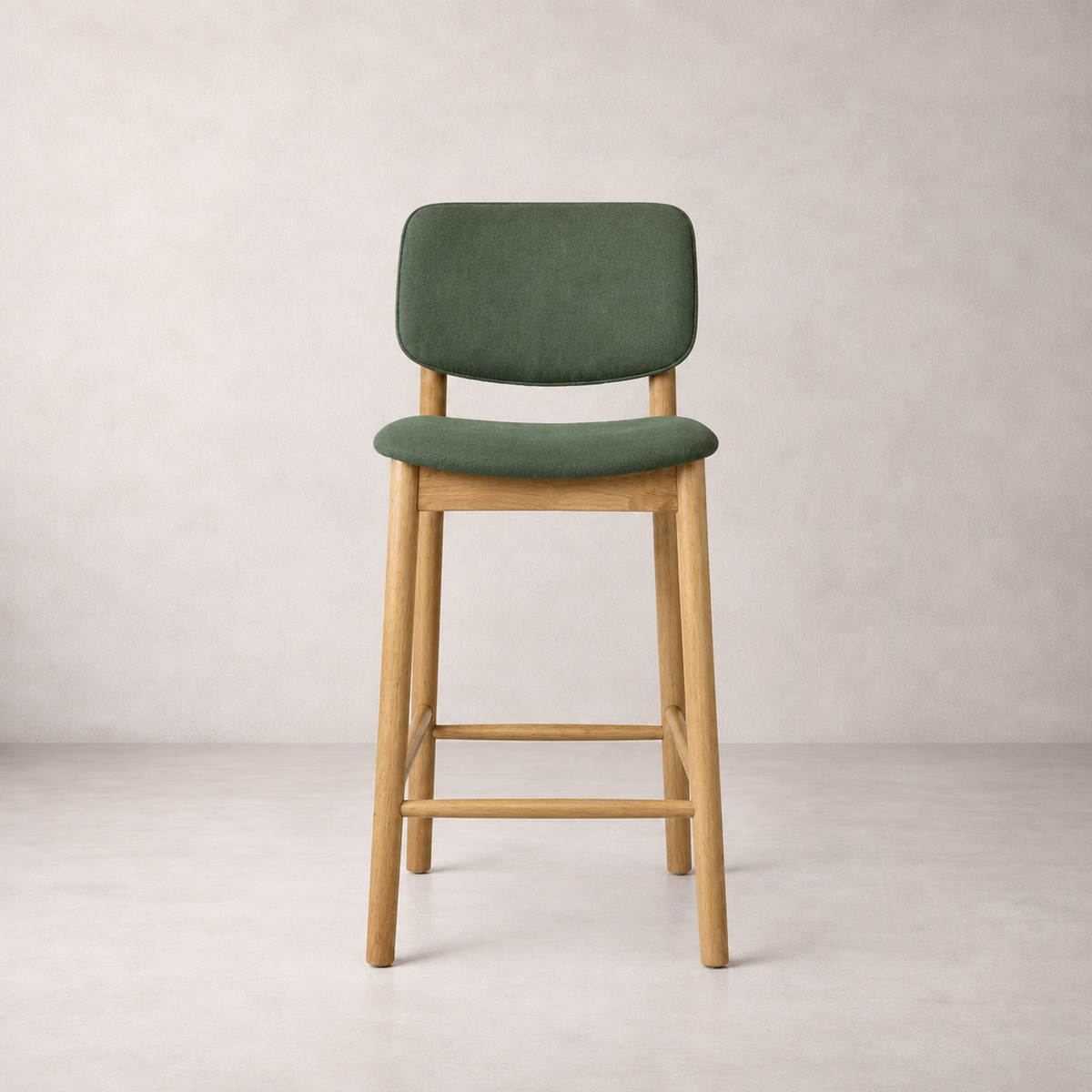 Ivy Solid Wood Counter Stool - Natural Oak and Moss Green