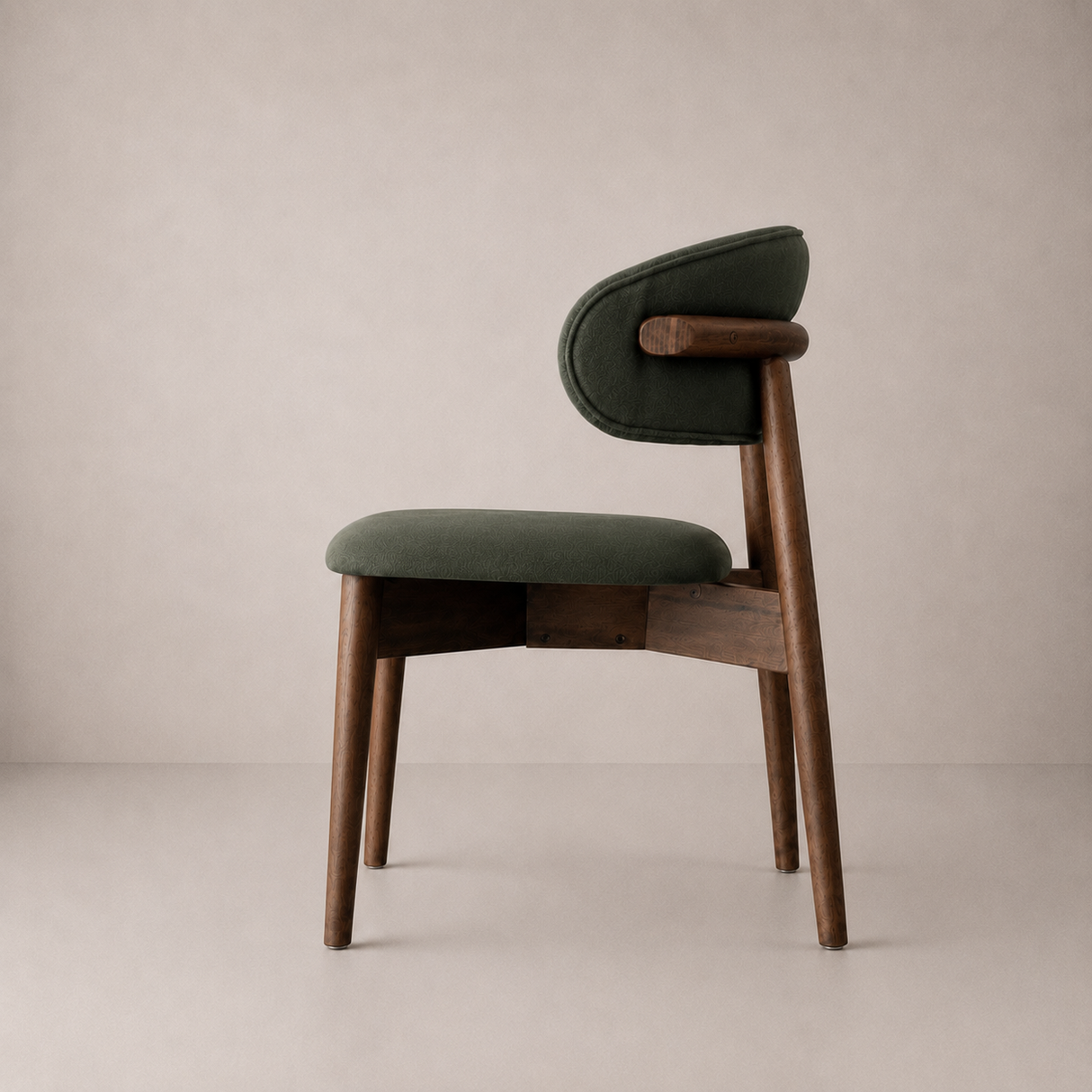 Blush Solid Wood Dining Chair - Walnut and Moss Green