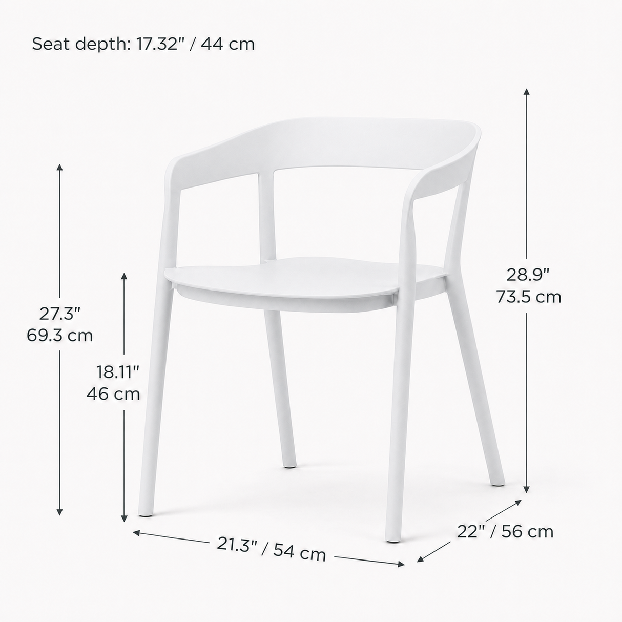 Ridge Stackable Dining Armchair - Nordic White