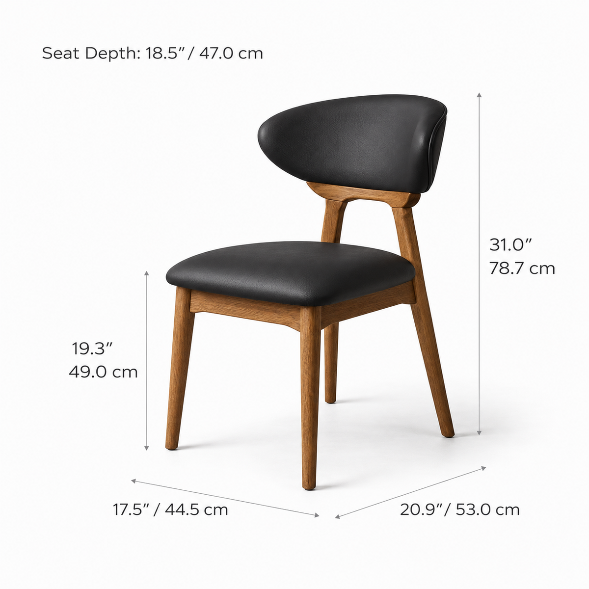 Samantha Solid Wood Dining Chair - Smoked Oak and Black