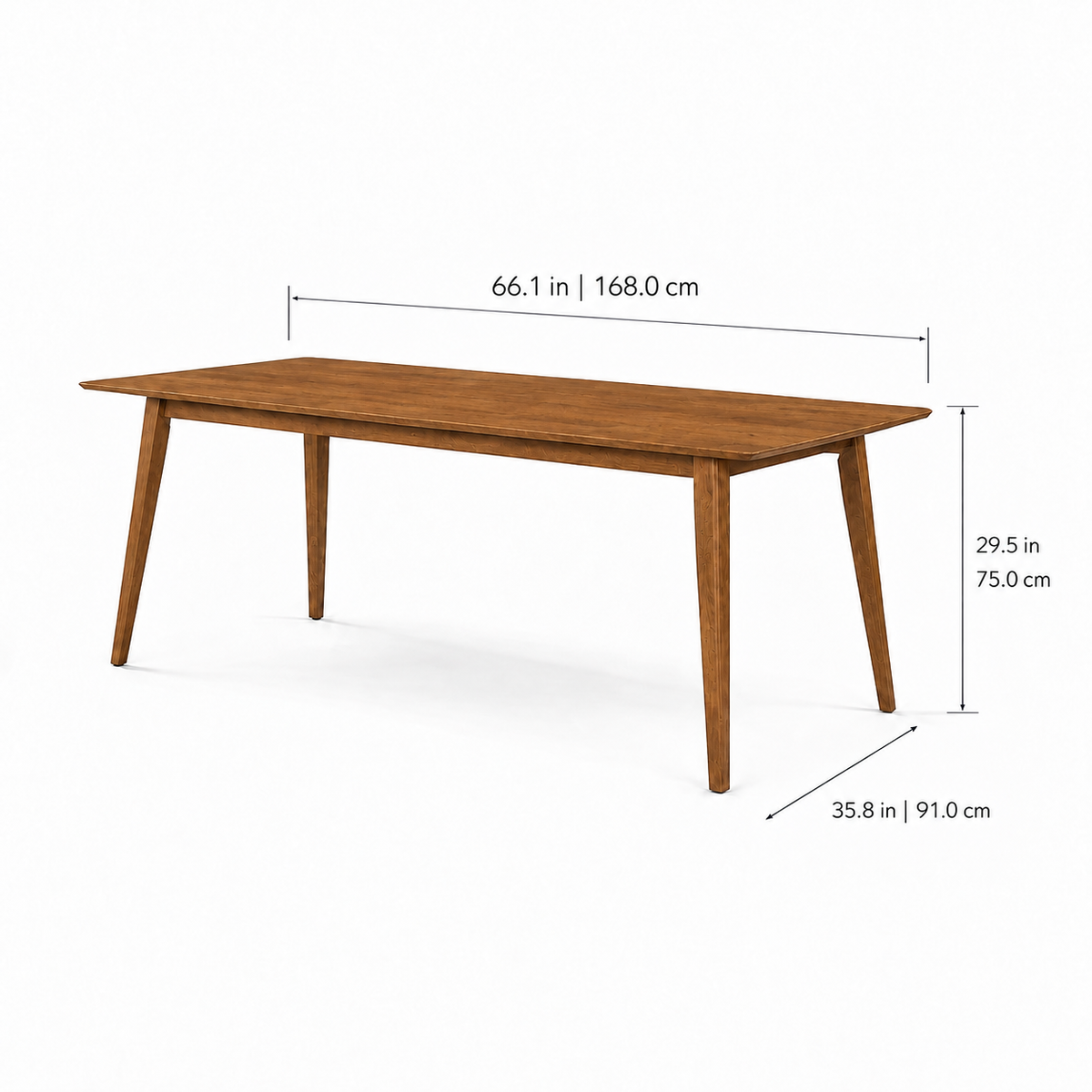 Oslo 66" Linear Edge Solid Wood Dining Table - Smoked Oak