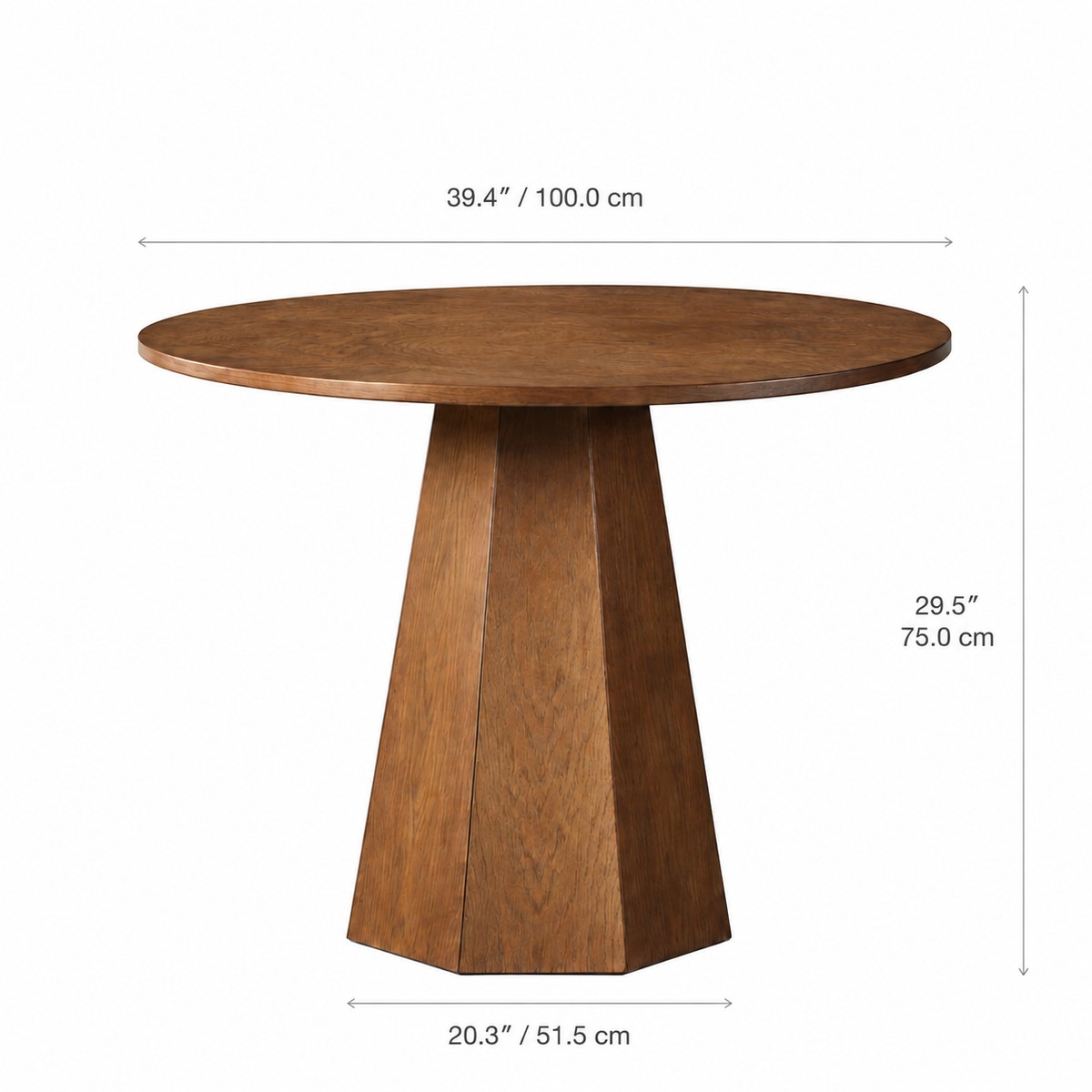 able de salle à manger ronde Sidney de 39,4 po – Chêne fumé