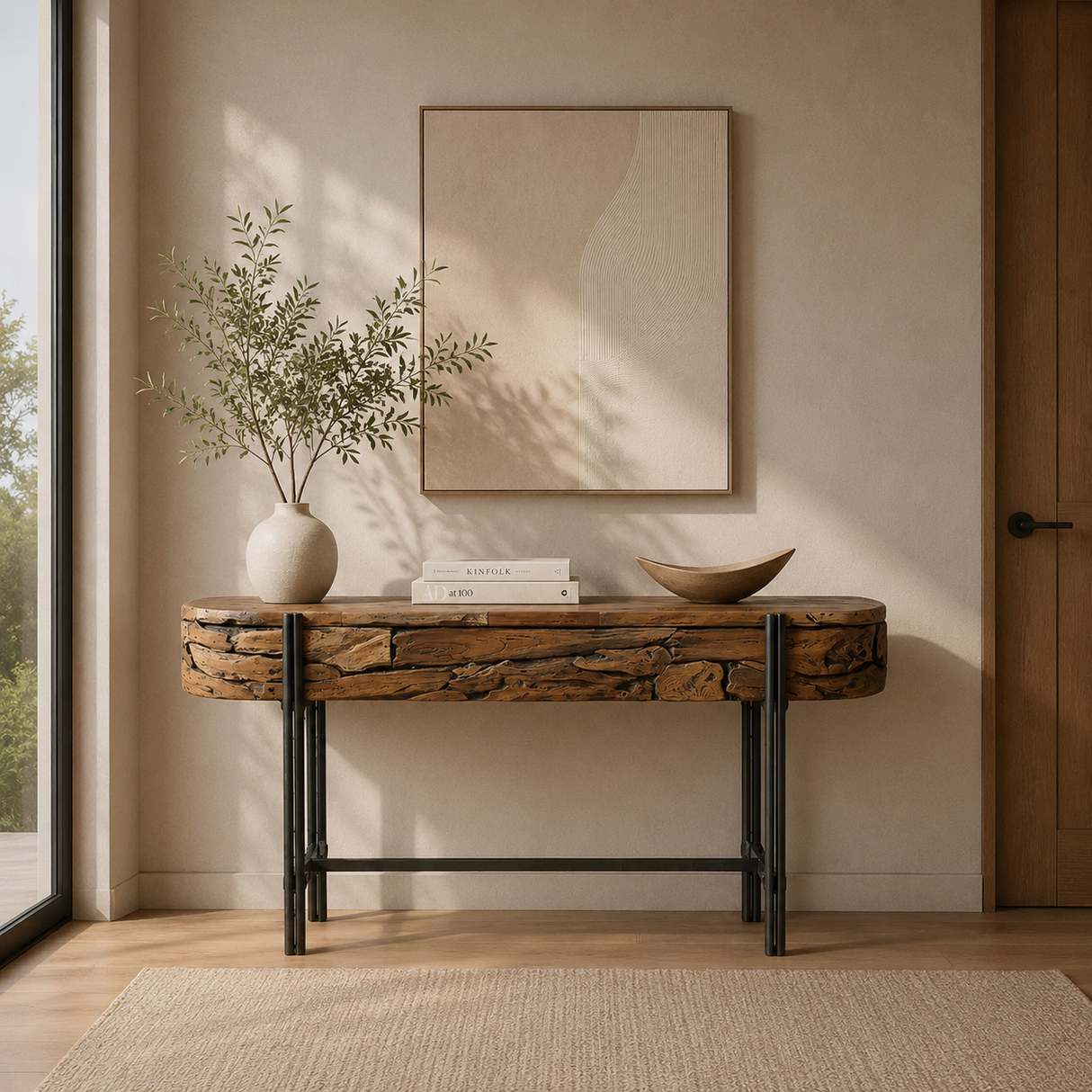 Strata 55.1" Solid Teak Console - Natural