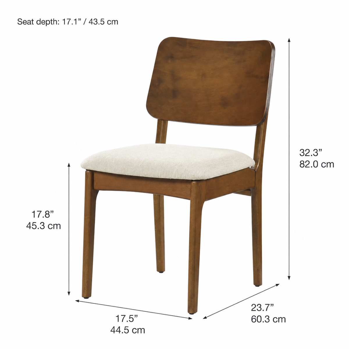 Chaise de salle à manger Theo en bois massif – Chêne fumé et ivoire chiné