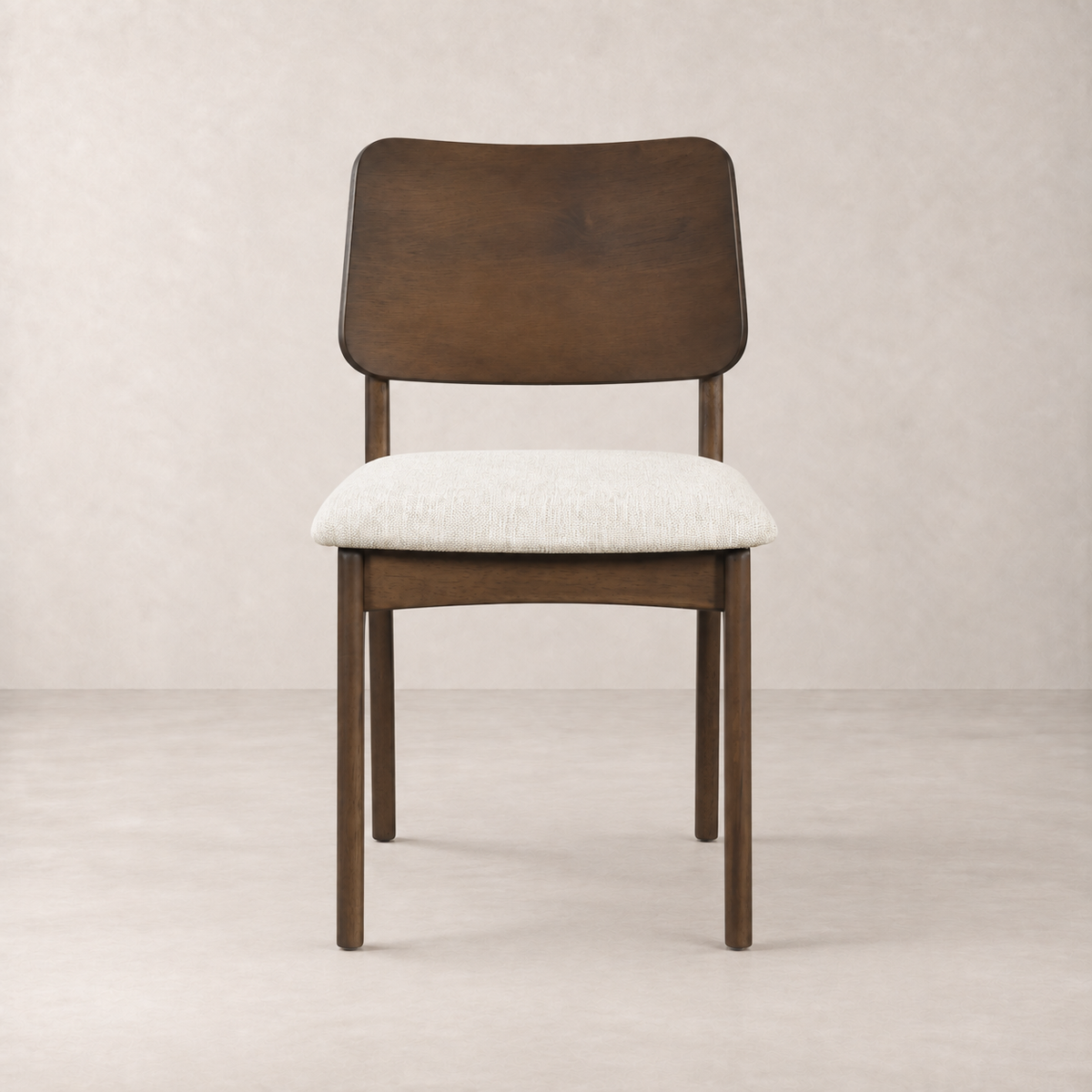 Theo Solid Wood Dining Chair - Walnut and Heathered Ivory