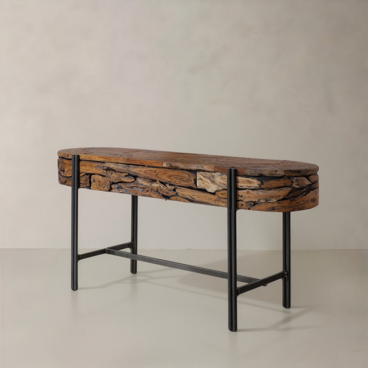 STRATA Console en teck massif, naturel, 140cm