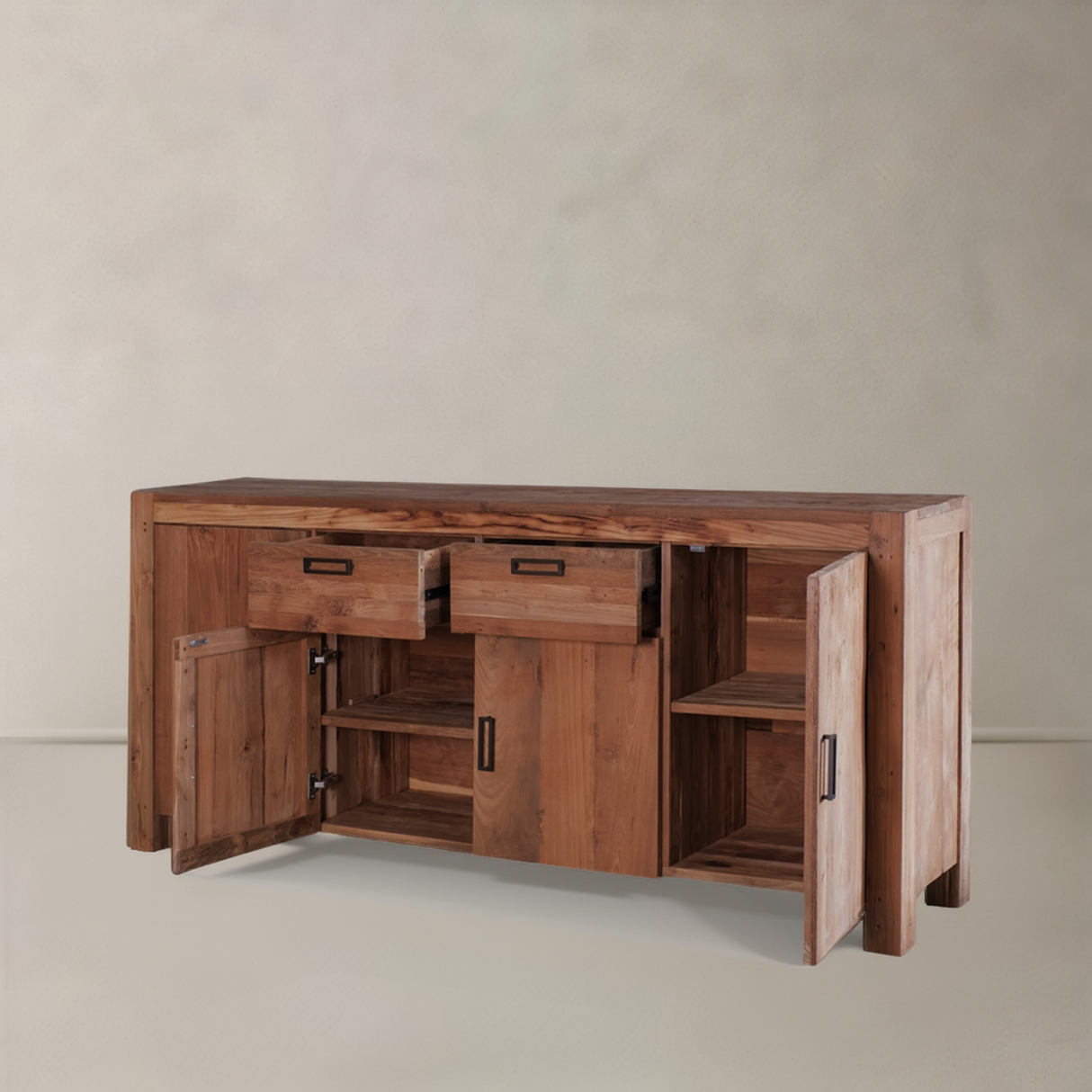 BROMONT Solid Teak Sideboard, Natural, 66.9"