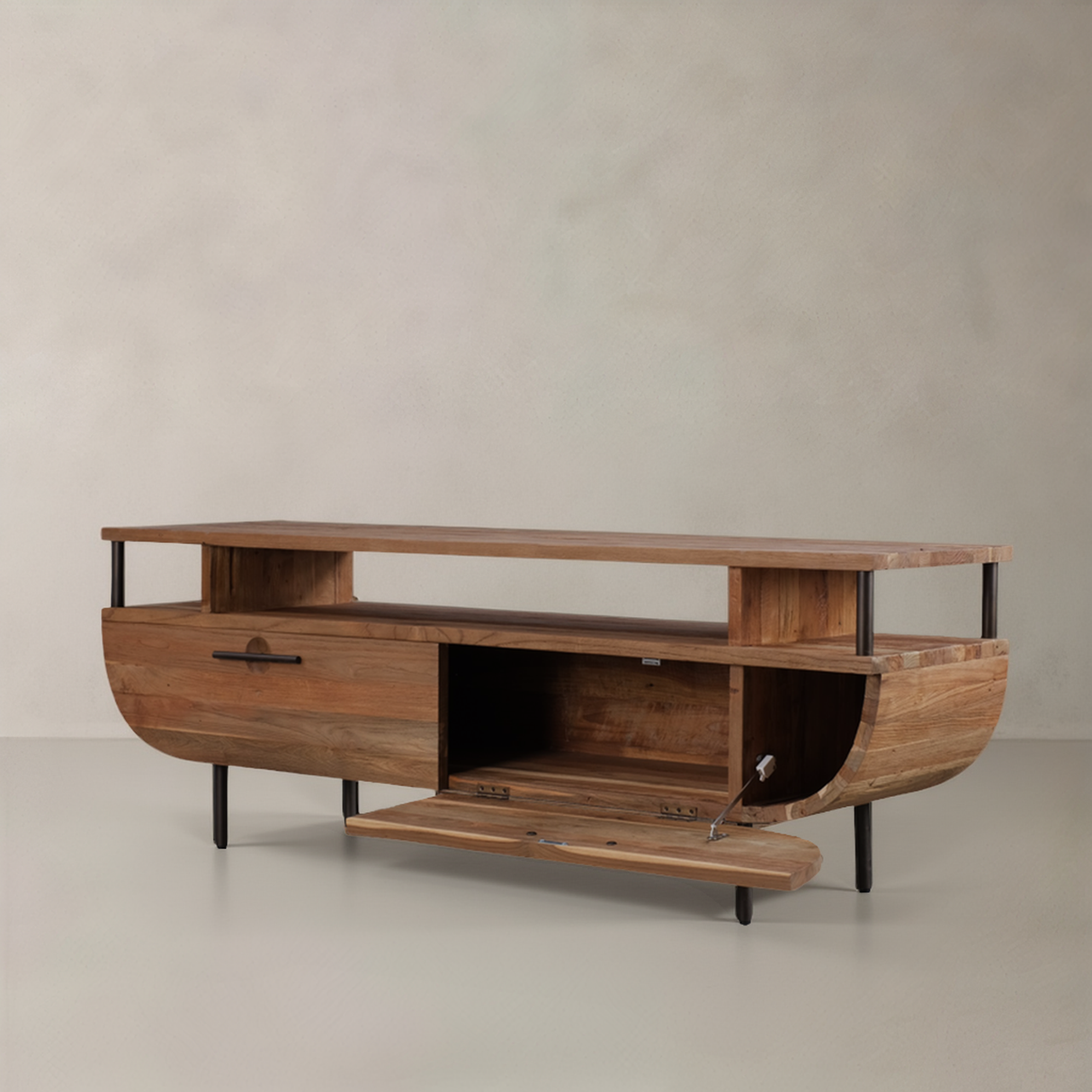 MARIN Solid Teak TV Unit, Natural, 55.1"