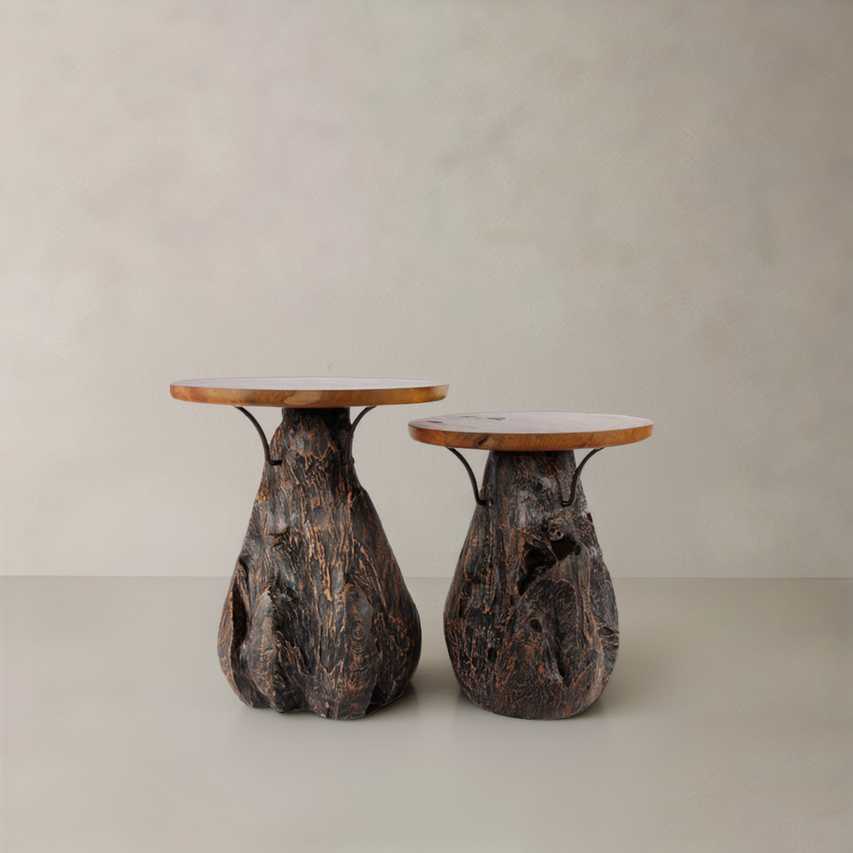 MONROE Solid Teak Side Table, Natural, 45cm