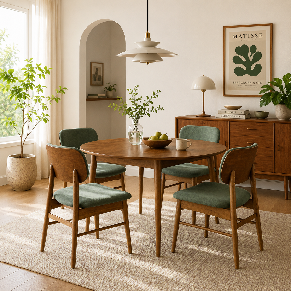 Ivy Solid Wood Dining Chair - Smoked Oak and Moss Green
