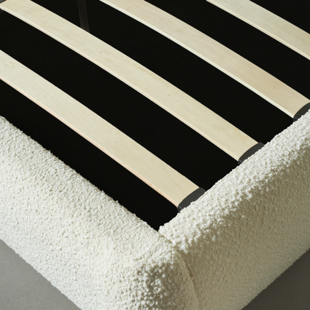 MARSEILLE Queen Boucle Fabric Bed, Cream