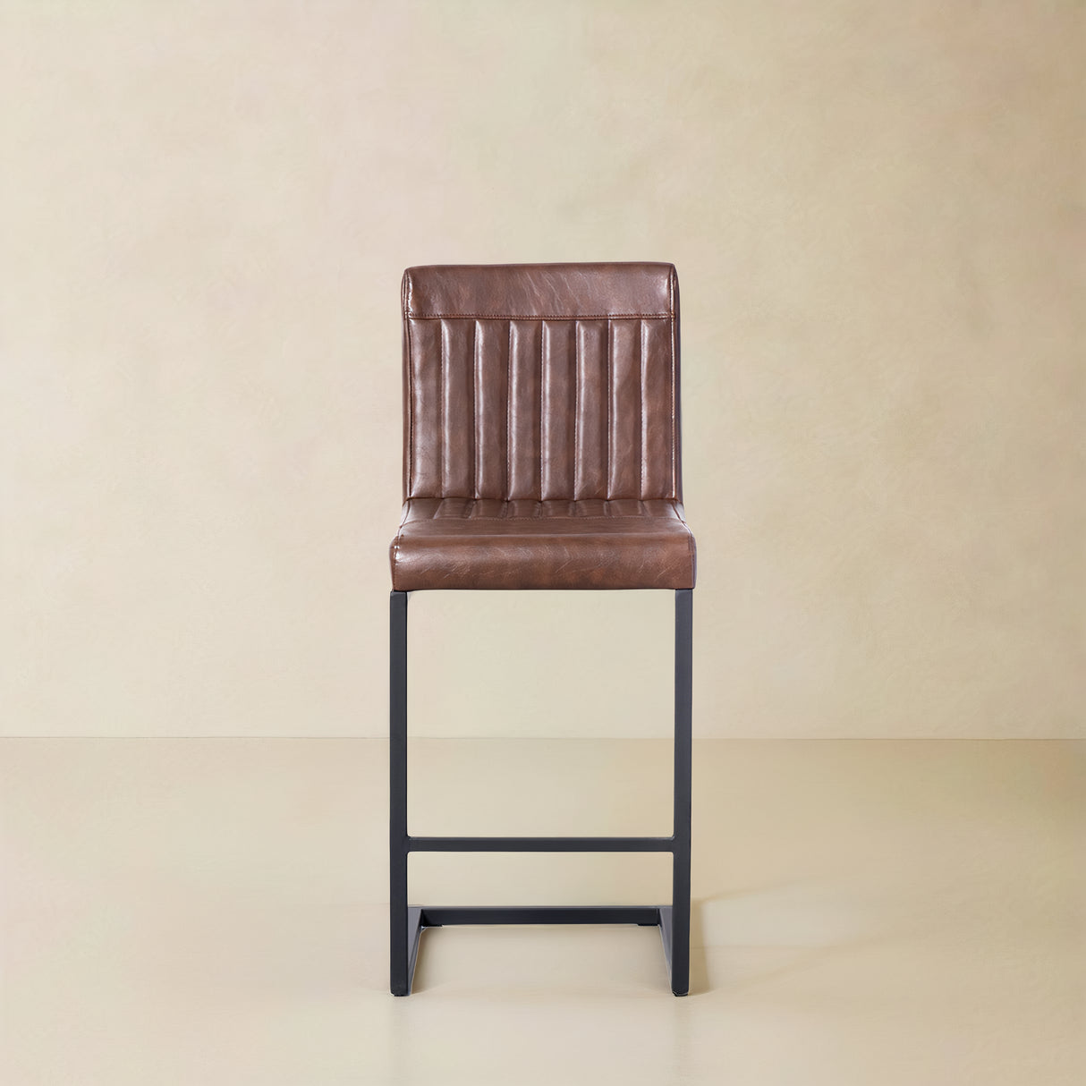 LIME Leather Counter Stool, Brown, 65cm