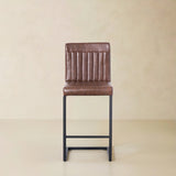 LIME Leather Counter Stool, Brown, 65cm