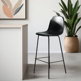 ROMA Leather Bar Stool, Black, 75cm