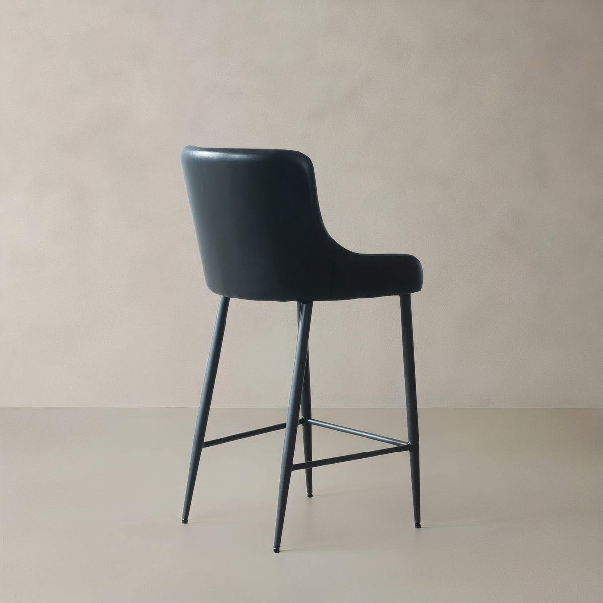 VICTOR Leather Counter Stool, Black, 65cm